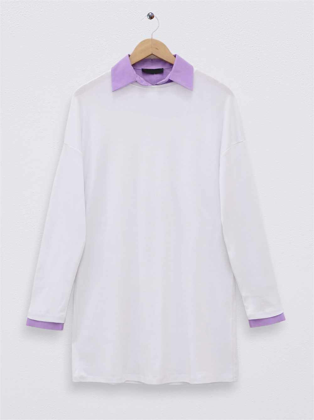 Long Sleeve Plain Sweat -White-340-0896-R02