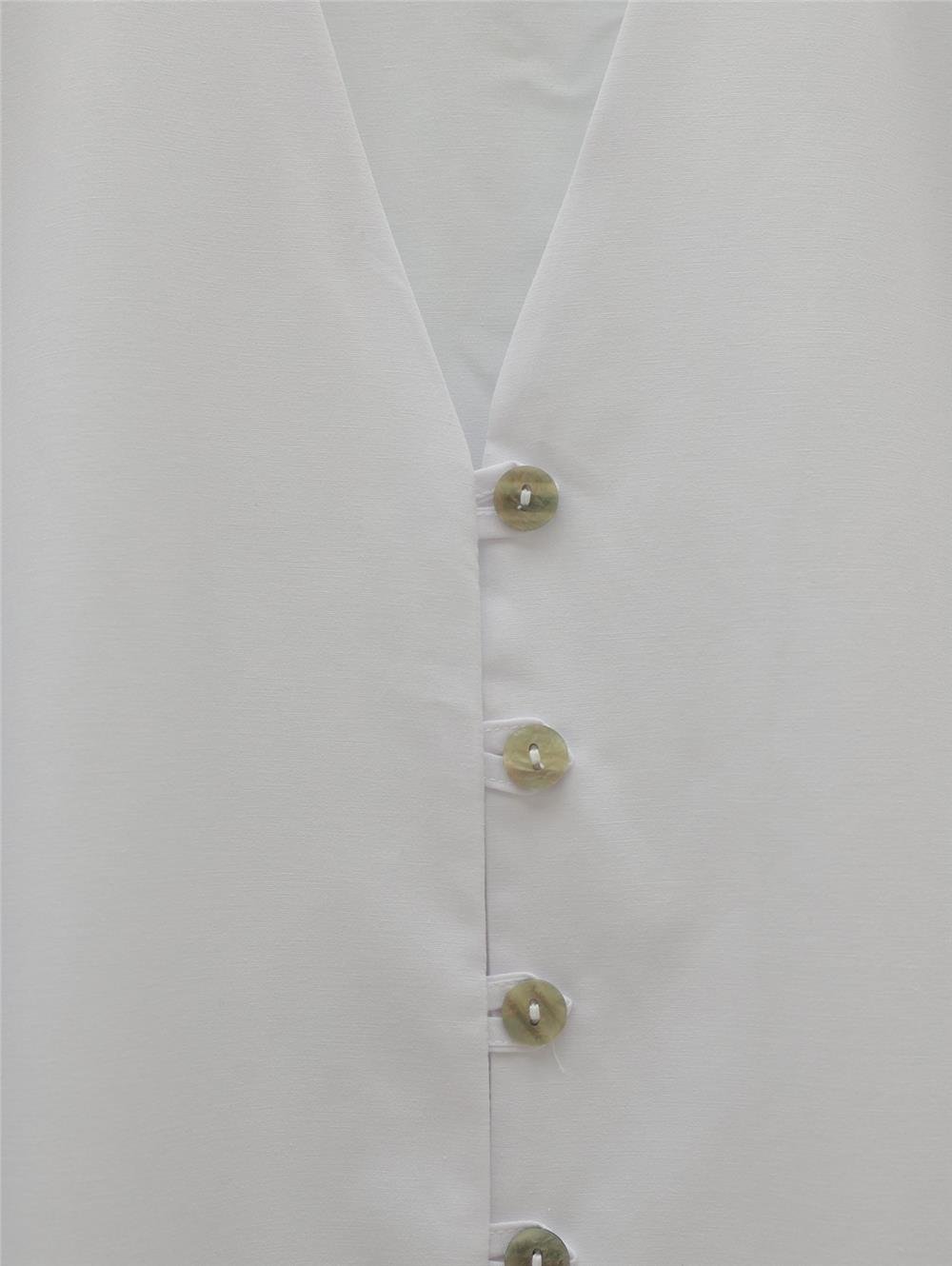V Yaka Boydan Düğmeli Poplin Gömlek  -Beyaz-120-1603-R02