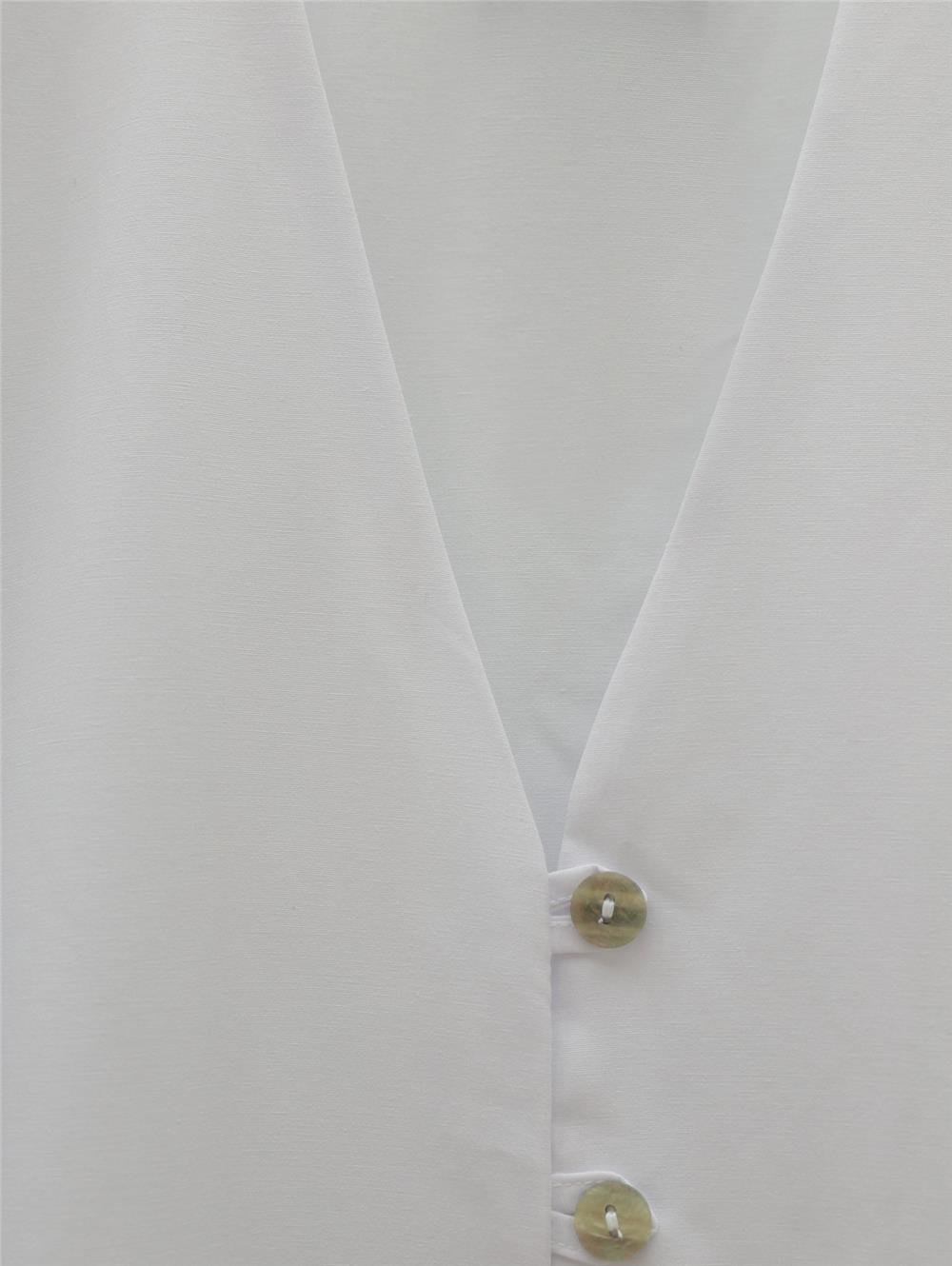 V Yaka Boydan Düğmeli Poplin Gömlek  -Beyaz-120-1603-R02
