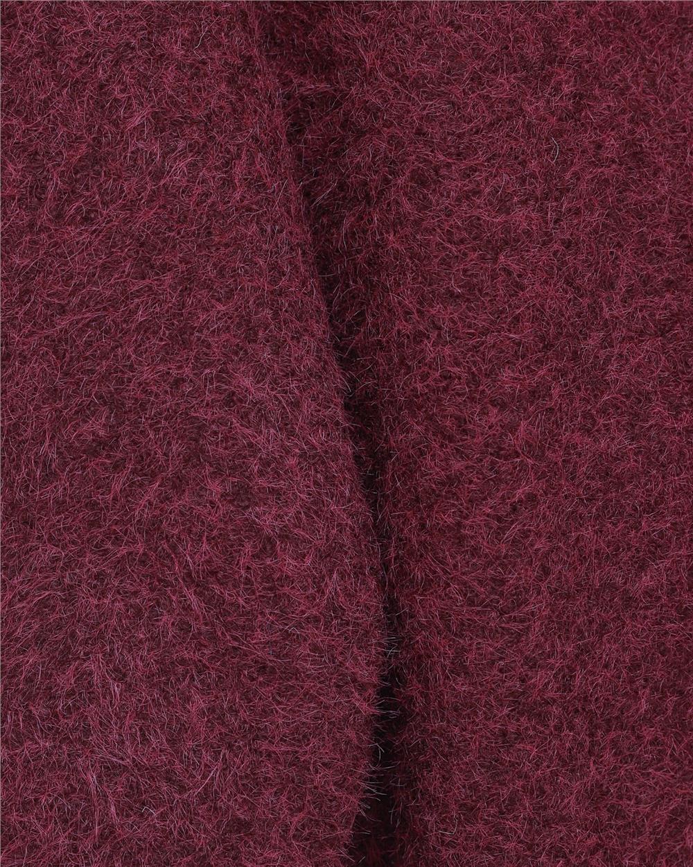 V Yaka Düğmeli Sakallı Kap -Bordo-398-55000-R04