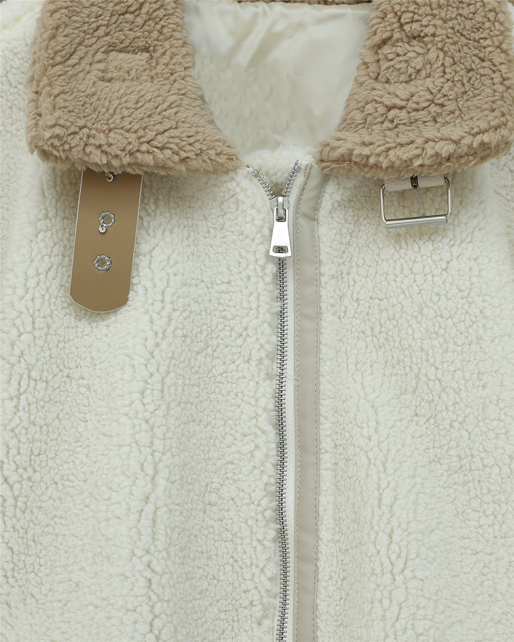 Yakası Garni Detaylı İçi Astarlı Cep Detaylı  Peluş Mont  -Bej-348-2666-R56