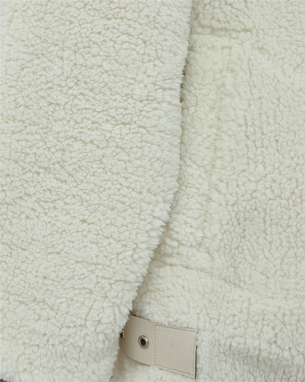 Yakası Garni Detaylı İçi Astarlı Cep Detaylı  Peluş Mont  -Bej-348-2666-R56