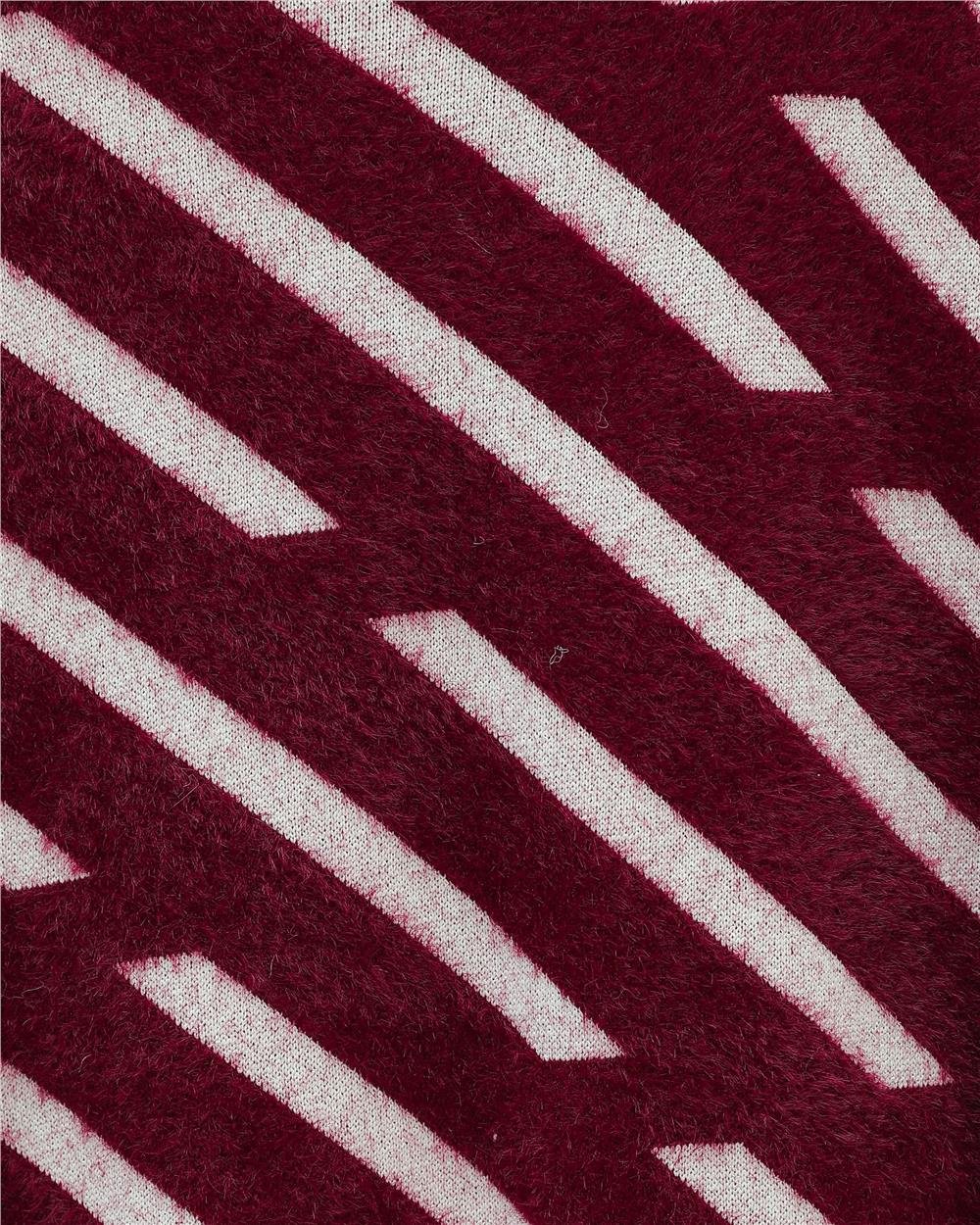 Yan Çizgili Sakallı Salaş Triko Kazak -Bordo-295-4530-R04