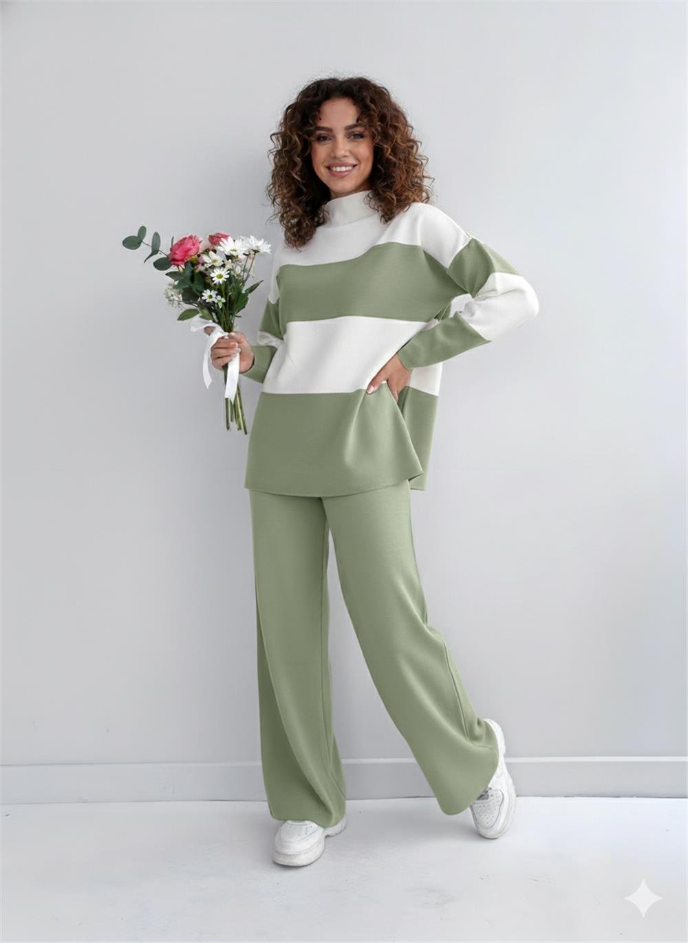 Yarım Boğazlı Triko Takım     -Su Yeşili-384-190-R36