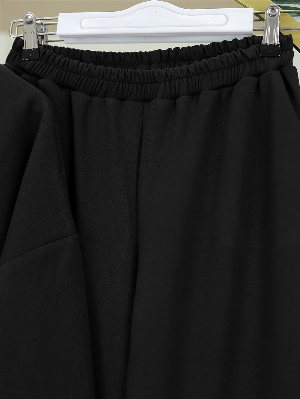 Yarım Fermuarlı Bol Paça Pantolonlu Oysho Takım -Siyah-223-3011-R01
