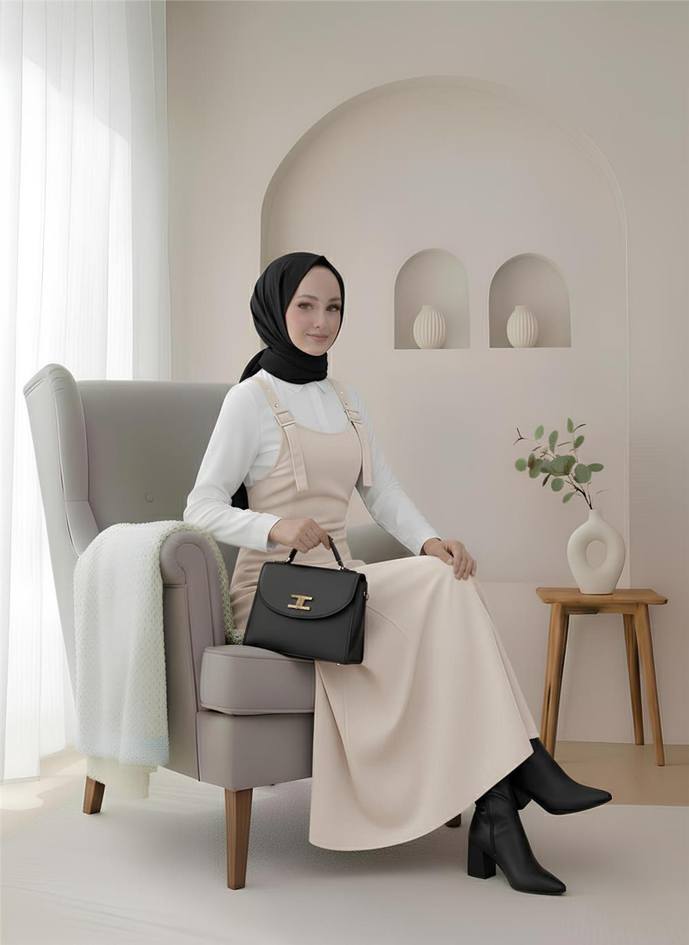 Yarım Fermuarlı Gabardin Jile  -Taş-362-4289-R43