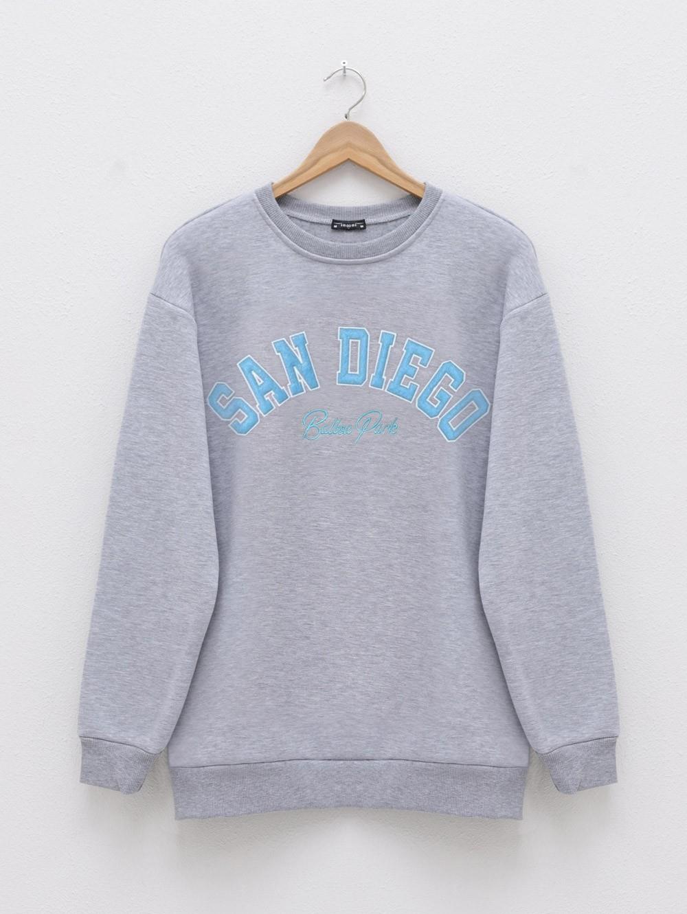 3 Thread Sweat with Text Embroidery - Gray-357-3049-R11