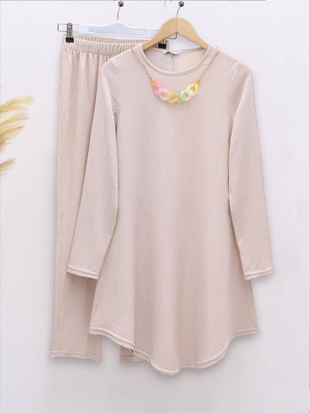 Round Neck Necklace Loose Crinkle Set -Stone-186-416-R43