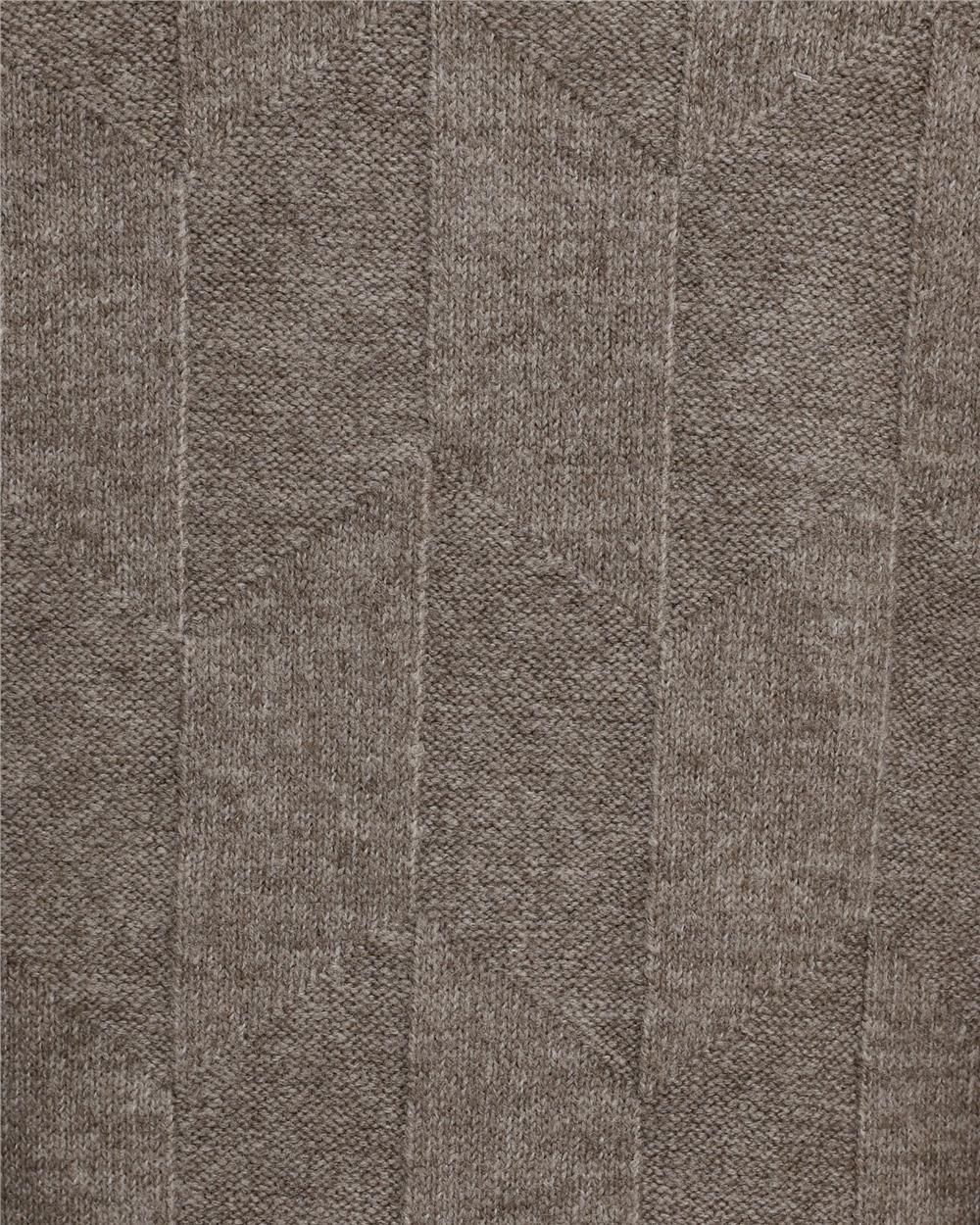 Yuvarlak Yaka Salaş Desenli Triko Kazak -Toprak-295-4514-R55
