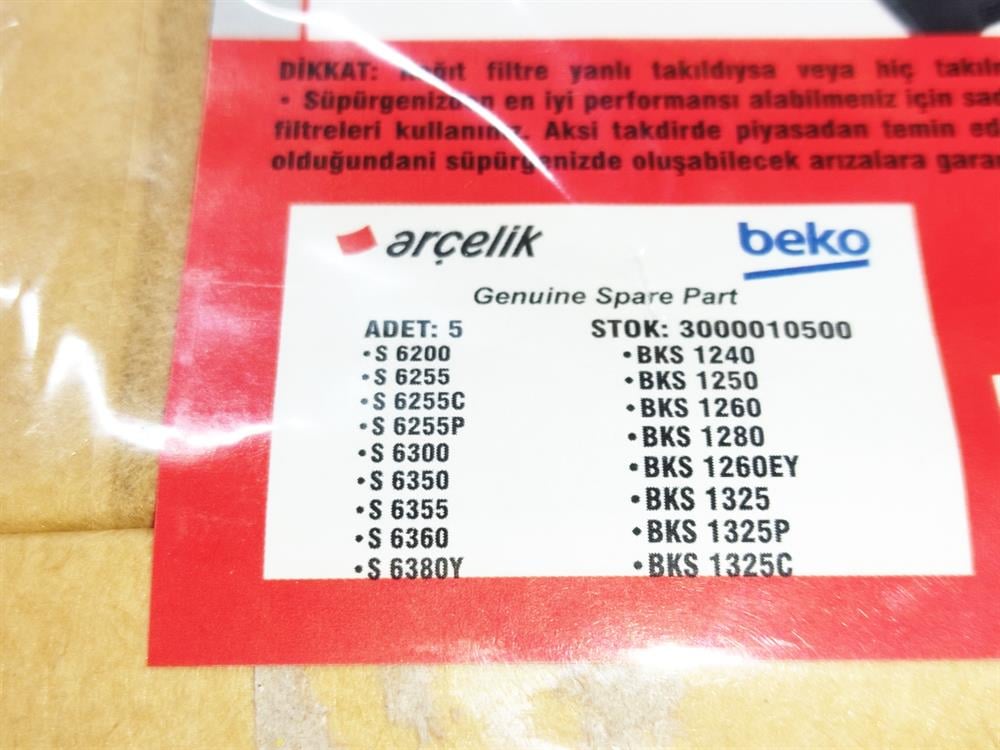 Arçelik Beko TT635 Kağıt torba (5'li Paket) 