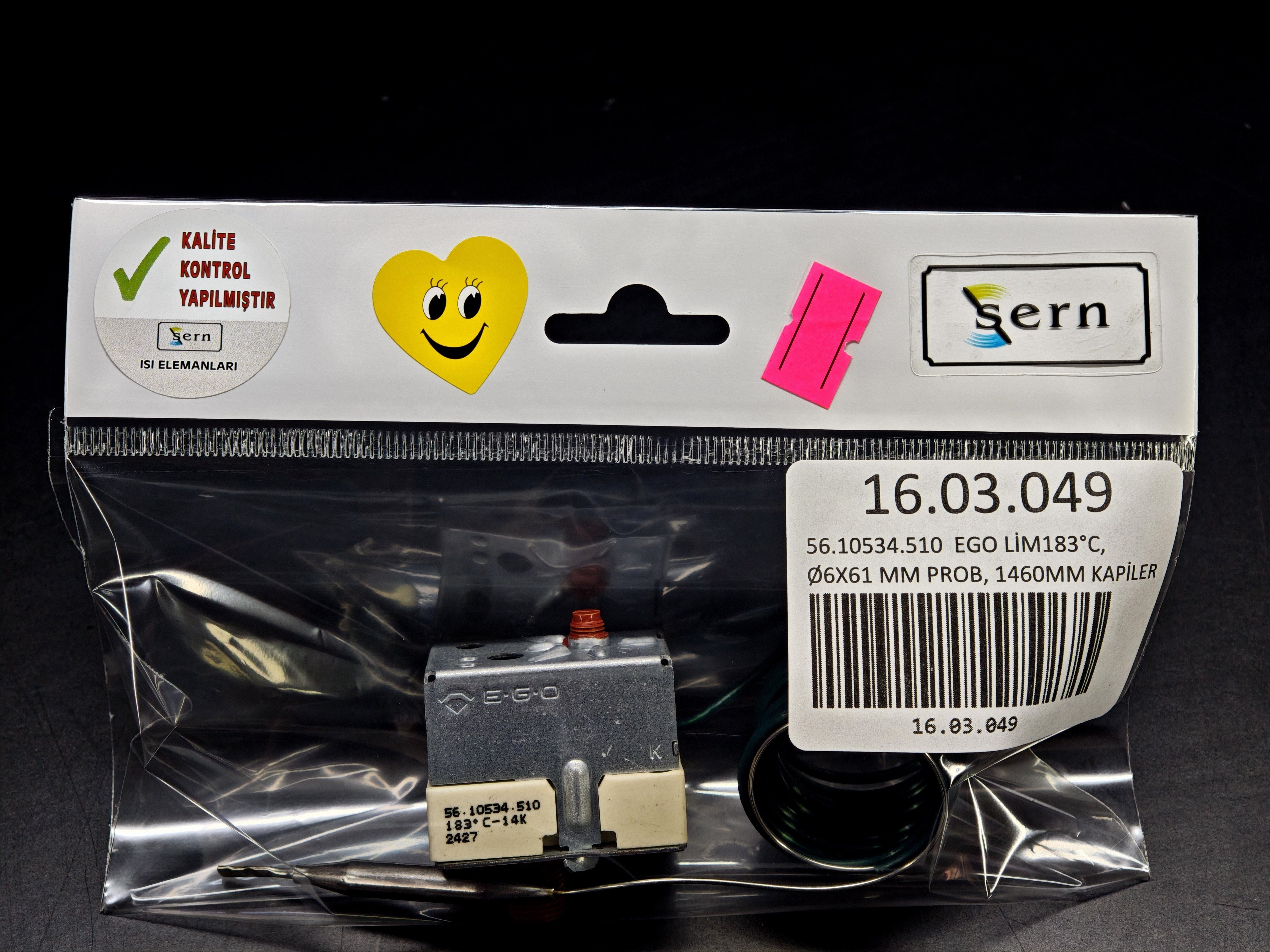 EGO 56.10534.510 183°C Monofaze Limitör Termostat Ø6×61mm Prob 1460mm Kapiler