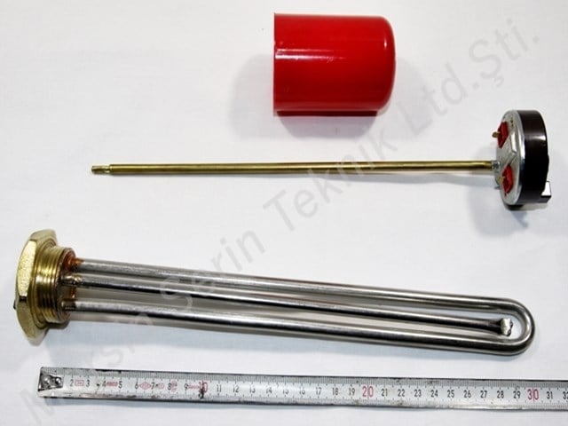 Güneş Enerji Isıtıcı Rezistansı 30cm Krom 2000W+Termostat+Kapak
