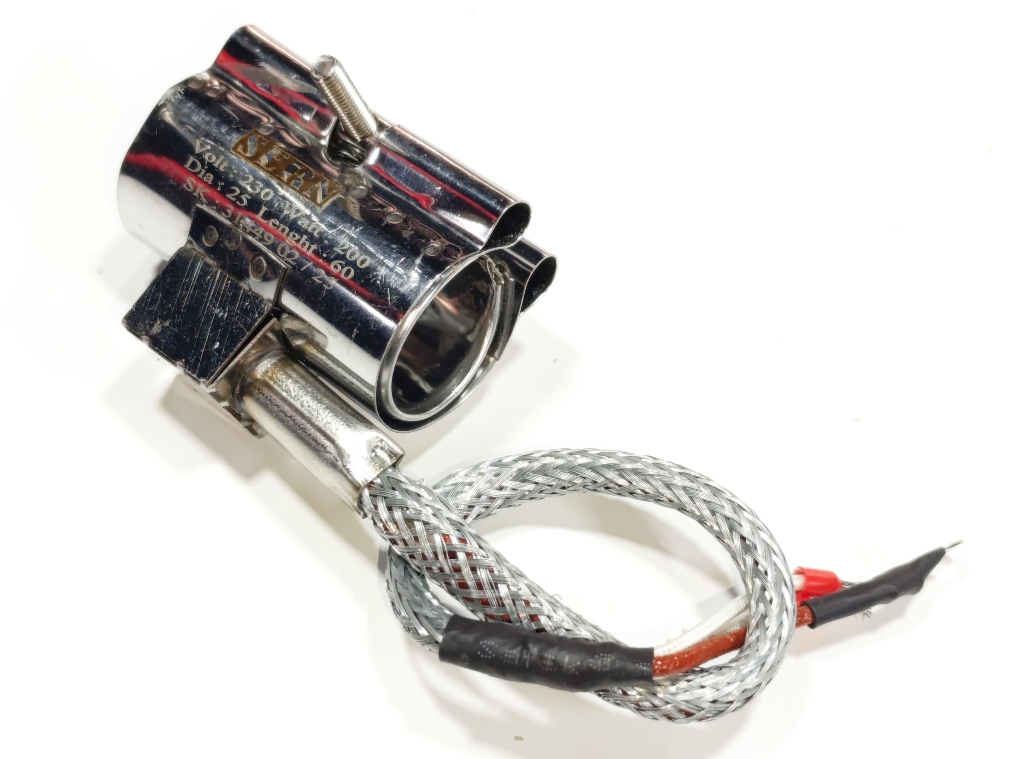 Kelepçe Meme Rezistans 25mm Çap-60mm Boy-200W-230V Zırhlı Kablolu
