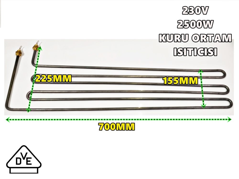 Sauna hamam ısıtıcı Rezistansı 225x700mm 2500W