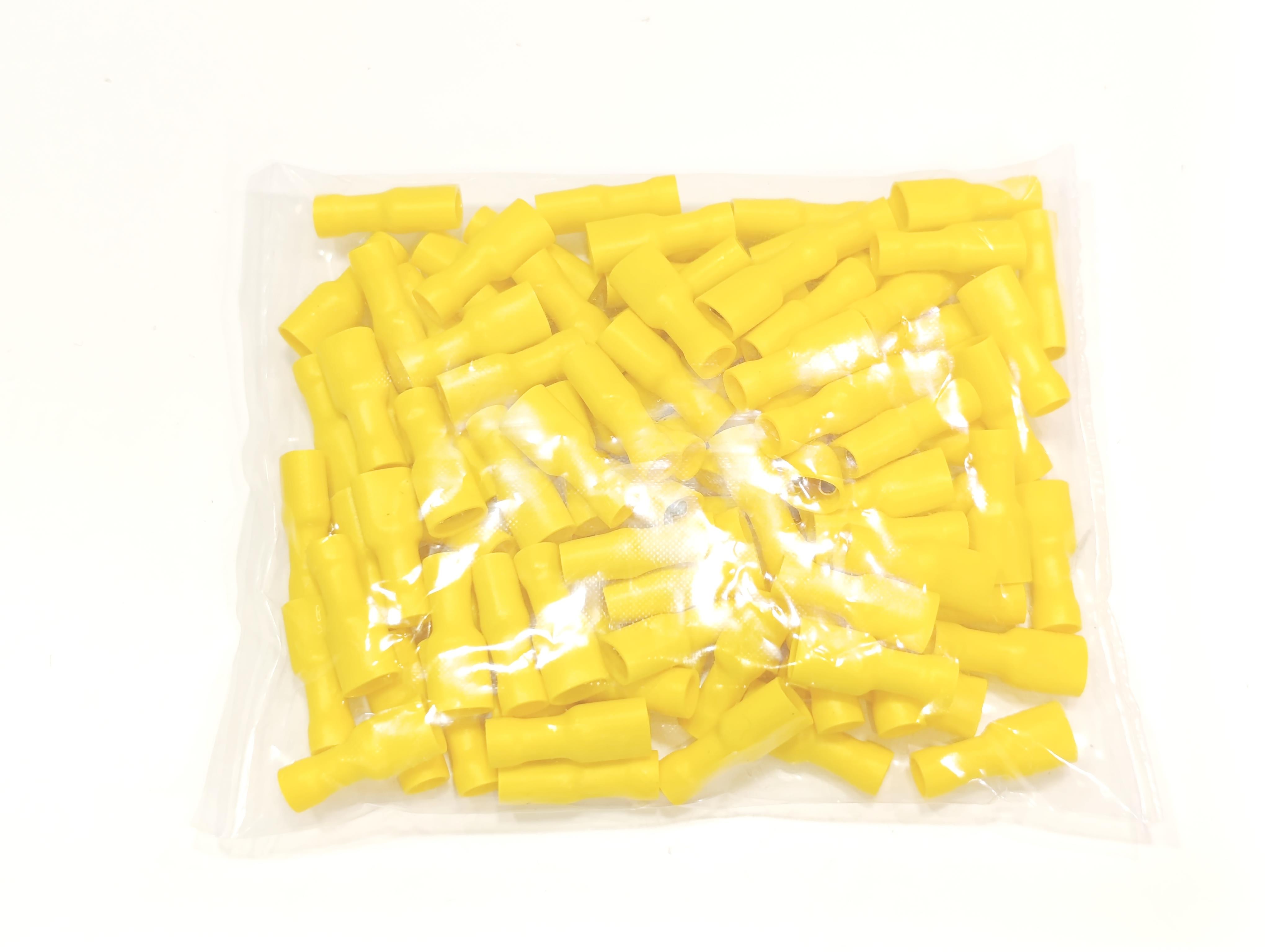 Tam İzoleli Dişi Faston Soket Kablo Ucu 0,8x6,35 4-6mm² Sarı 100 Adet