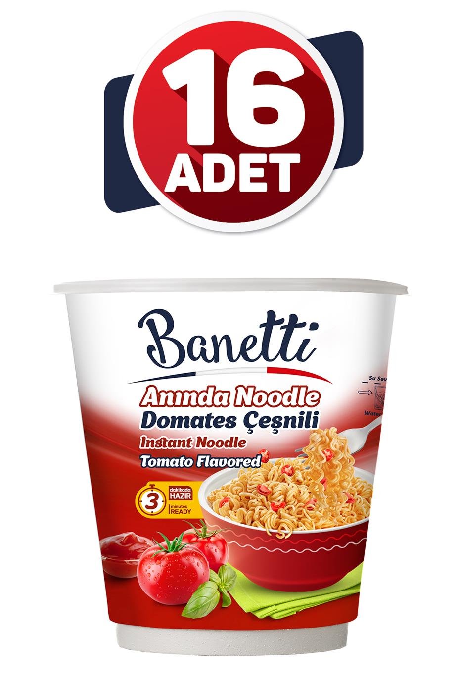 Banetti Bardak Noodle Domates Çeşnili 16 Adet