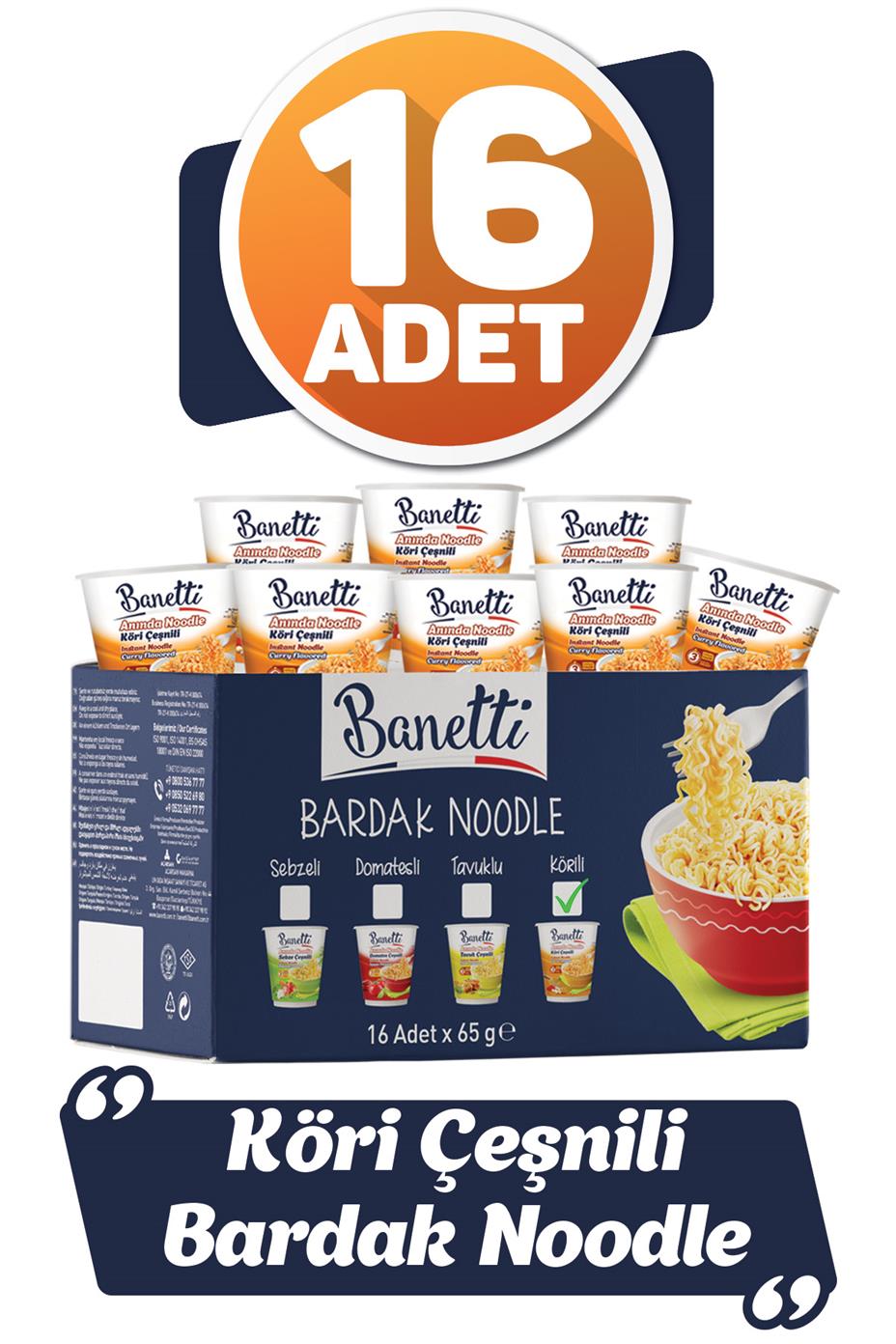 Banetti Bardak Noodle Köri Çeşnili 16 Adet