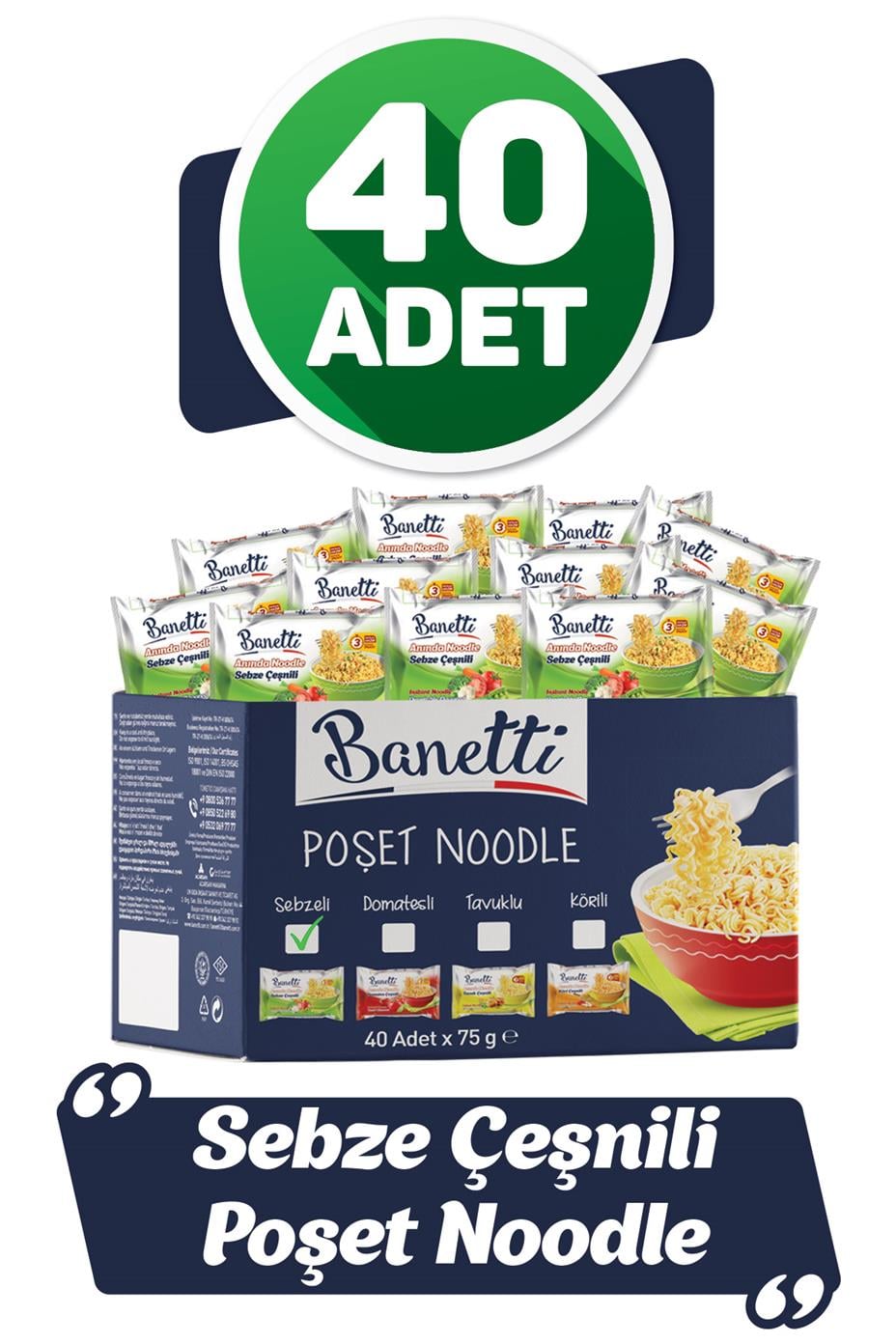 Banetti Poşet Noodle Sebze Çeşnili 40 Adet