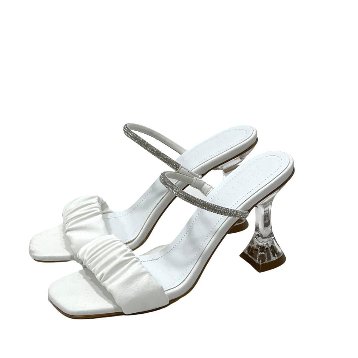 10 Cm Topuklu Taş Bantlı Terlik