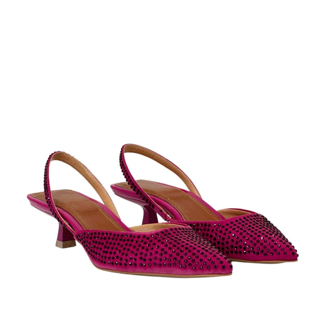 Gerçek Taşlı Arkası Açık 6 Cm Topuklu Stiletto