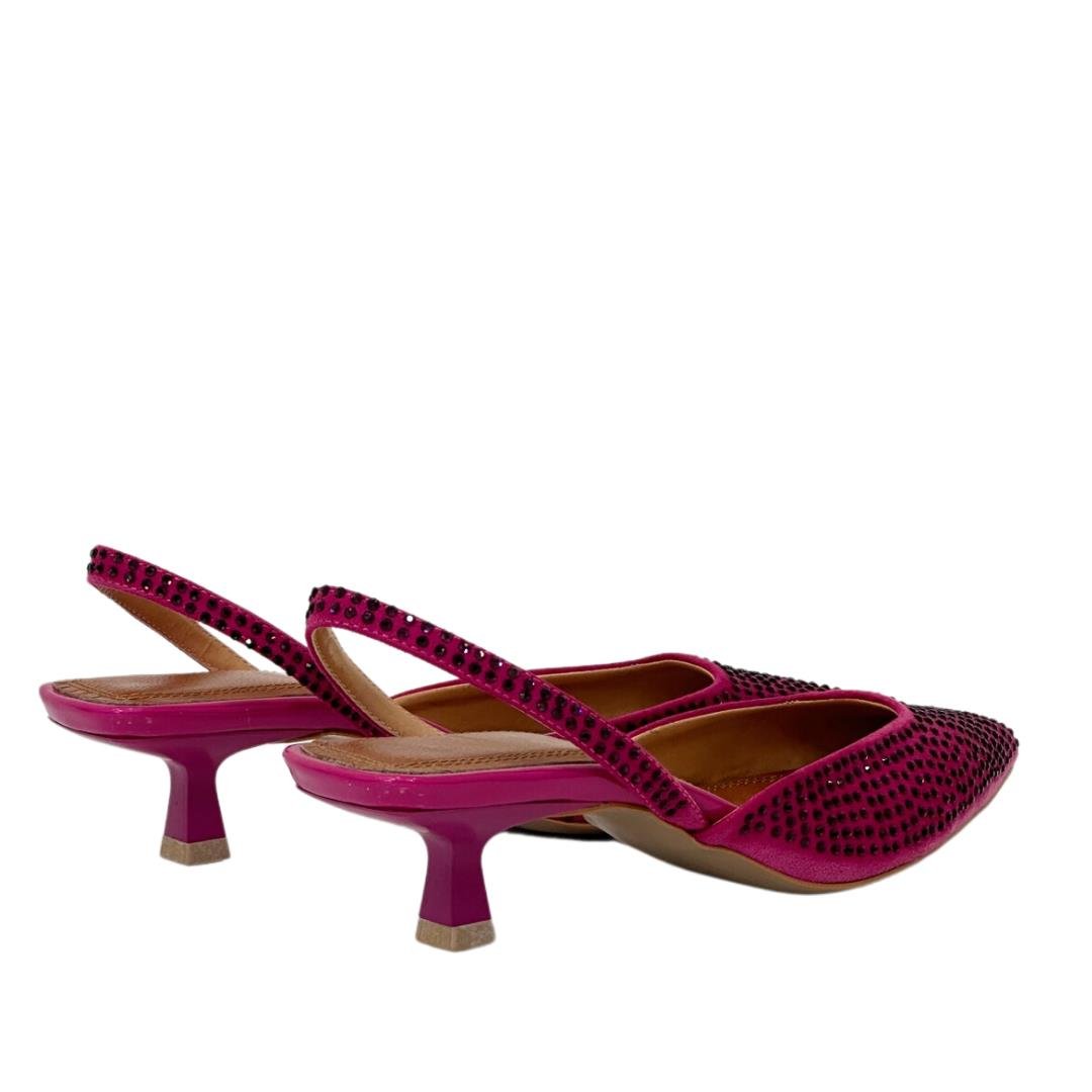 Gerçek Taşlı Arkası Açık 6 Cm Topuklu Stiletto