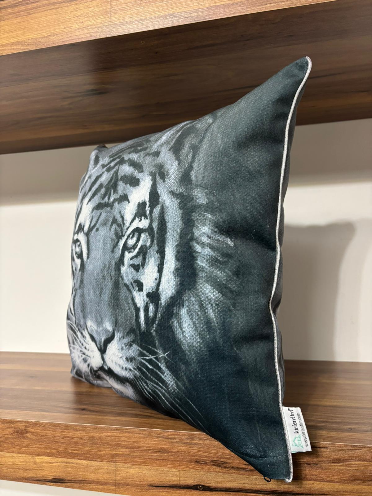 2Lİ - H1274 KAHVE-GRİ KAPLAN BAŞI DESEN
