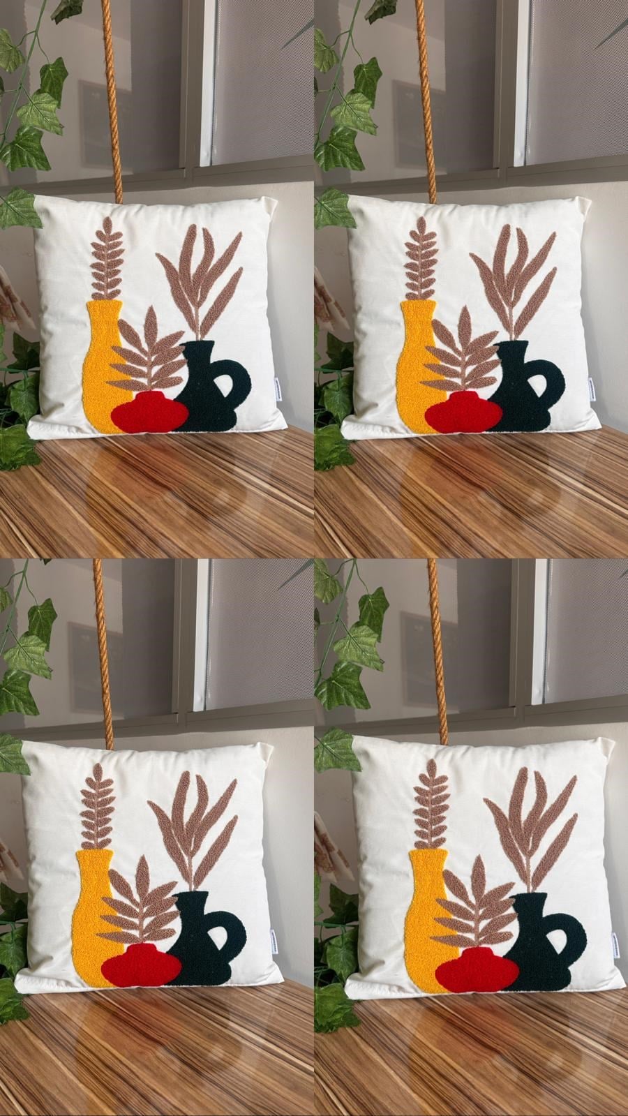 4'LÜ BEYAZ ZEMİN RENKLİ VAZOLU PUNCH
