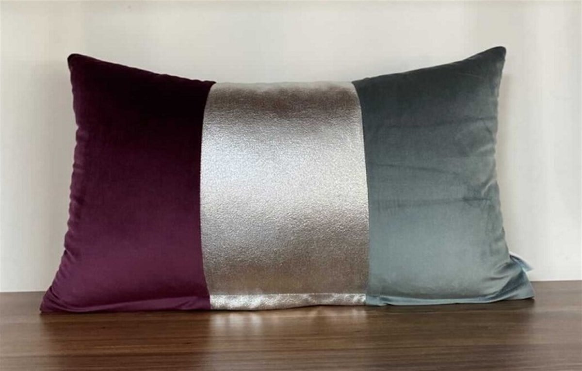 BORDO GRİ KADİFE ORTADA DÜZ GÜMÜŞ VARAK BANT-5030