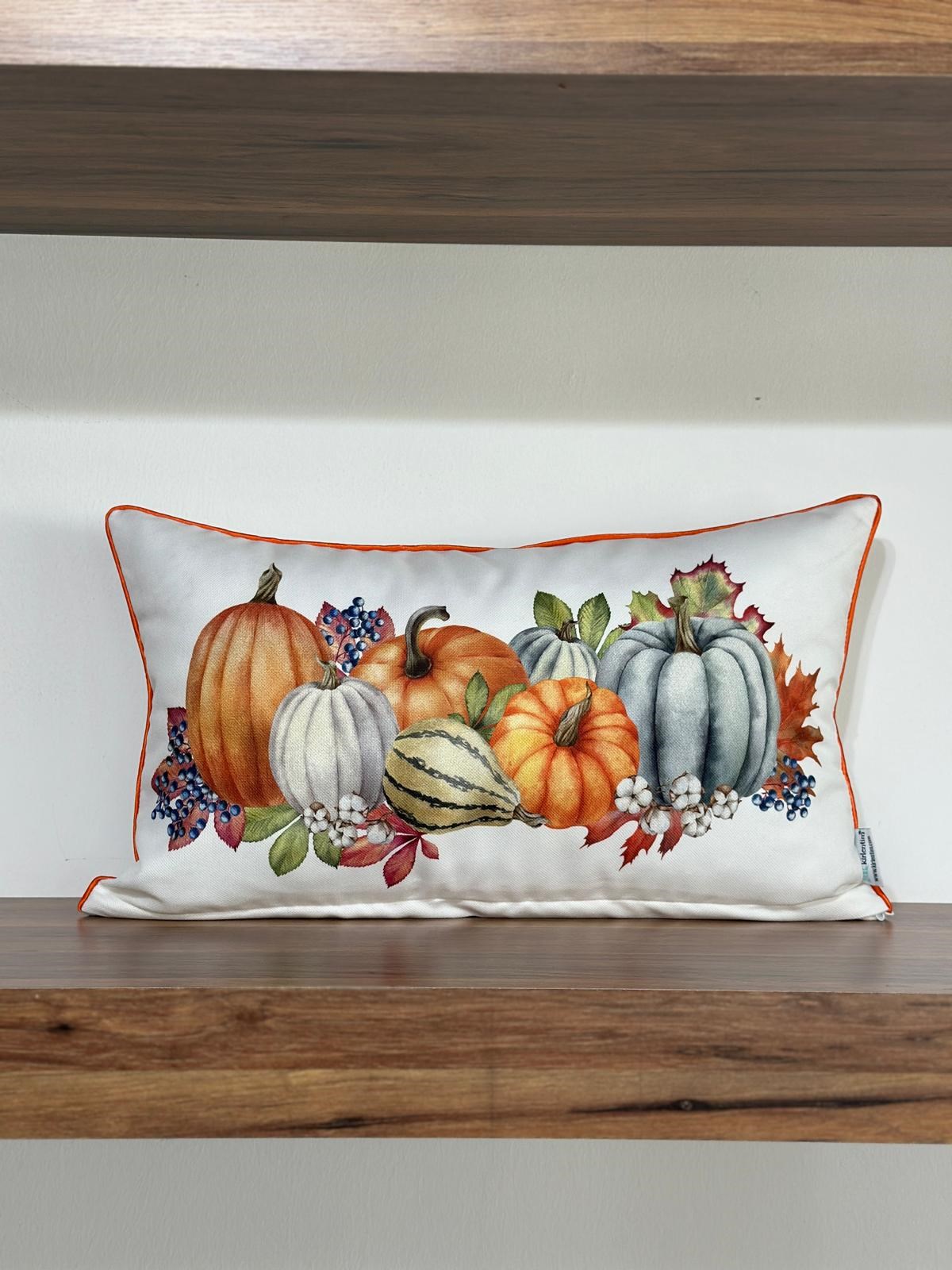 D1368 BEYAZ ZEMİN BALKABAĞI DESENLİ 30*50 KIRLENT