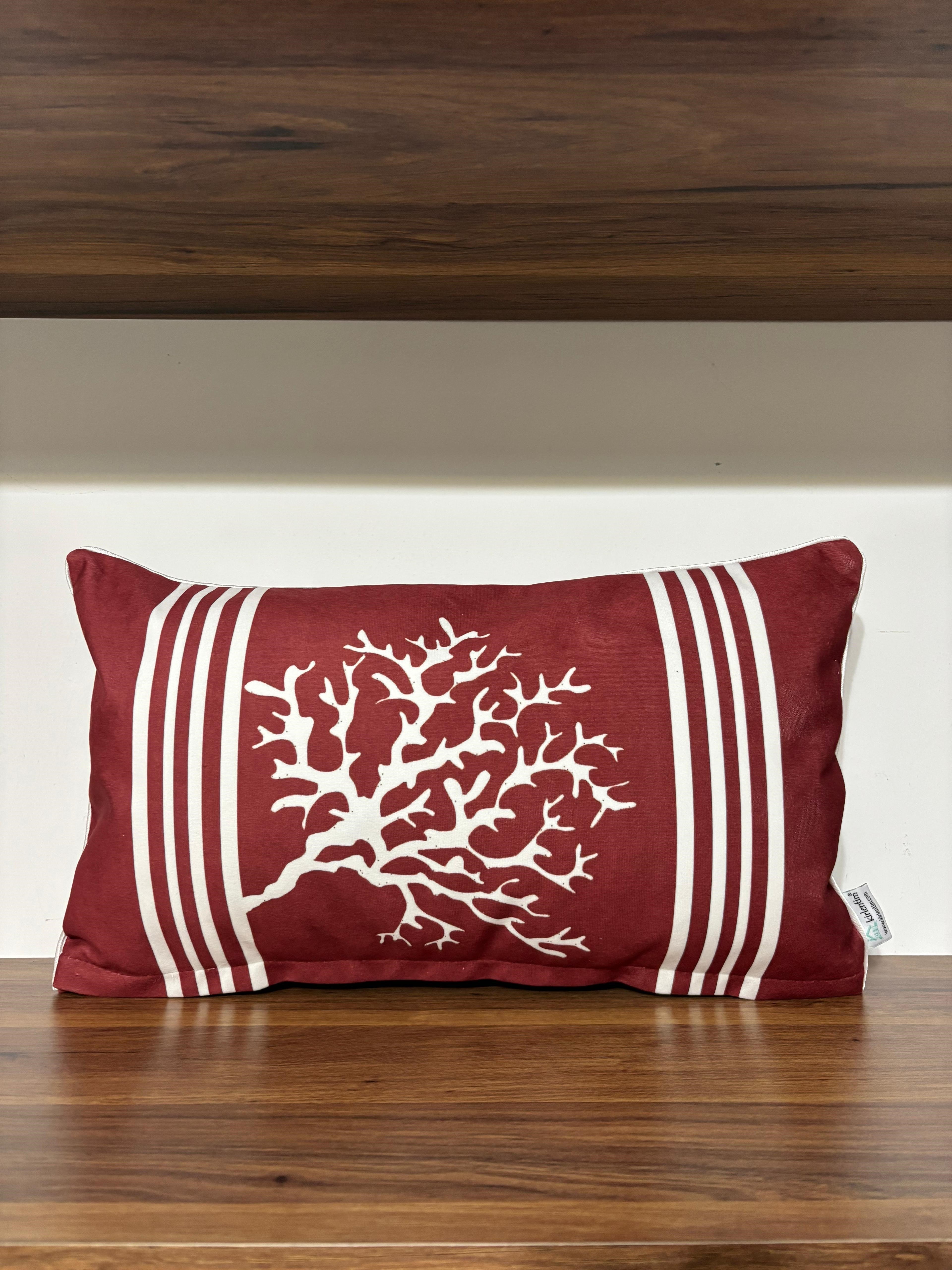 E143 BORDO ZEMİN BEYAZ MERCANLI 30*50 KIRLENT