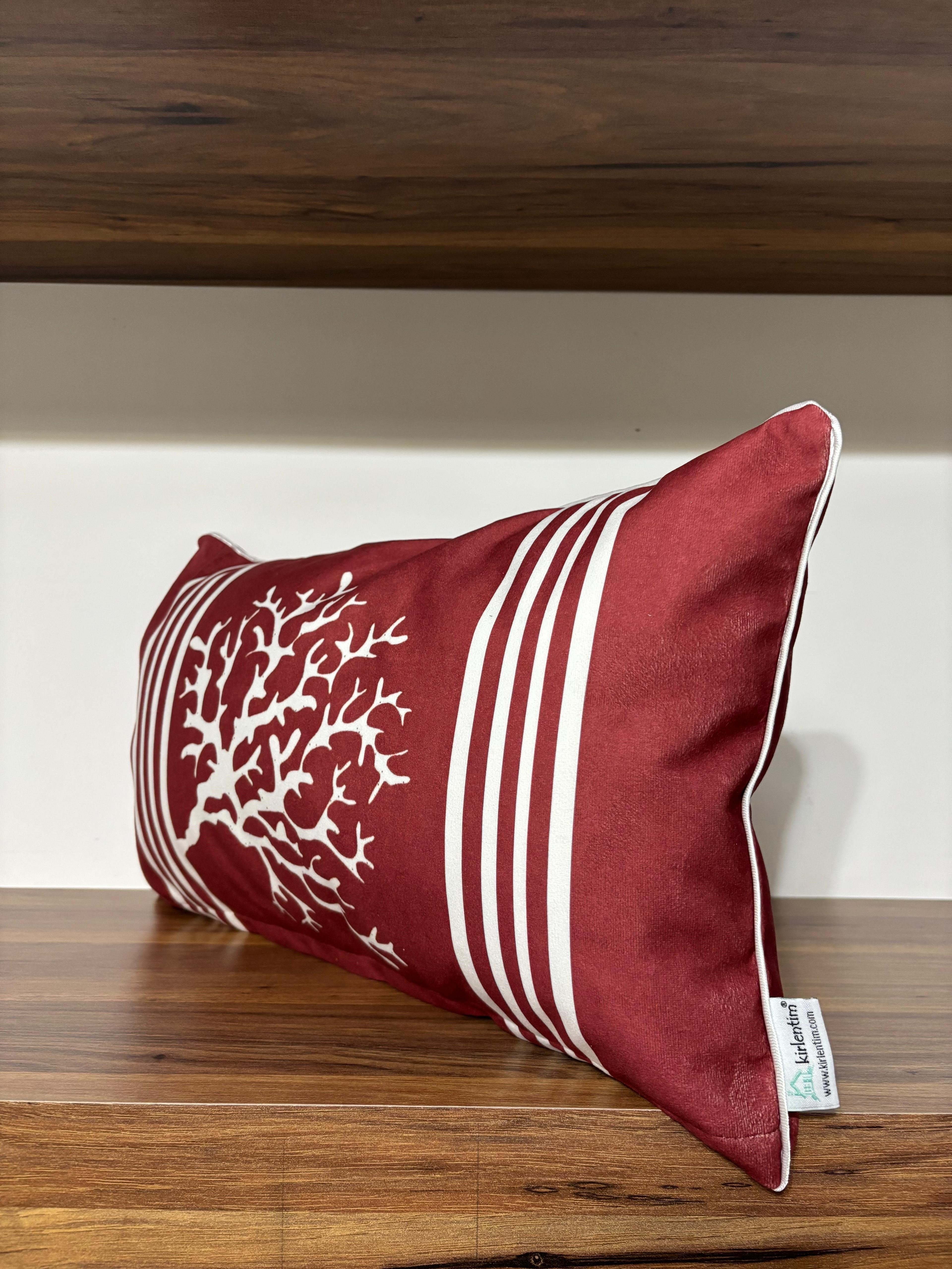 E143 BORDO ZEMİN BEYAZ MERCANLI 30*50 KIRLENT