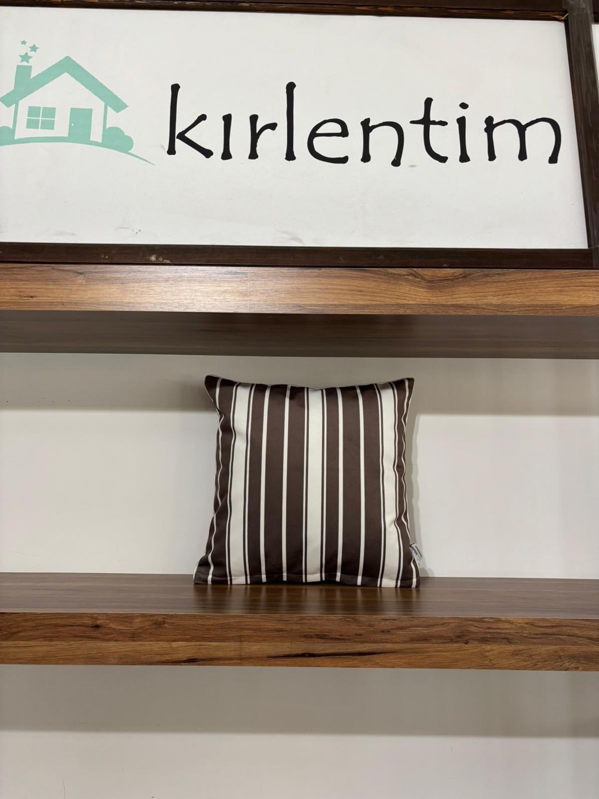 E495C KAHVE ZEMİNLİ BEYAZ ÇİZGİLİ KIRLENT