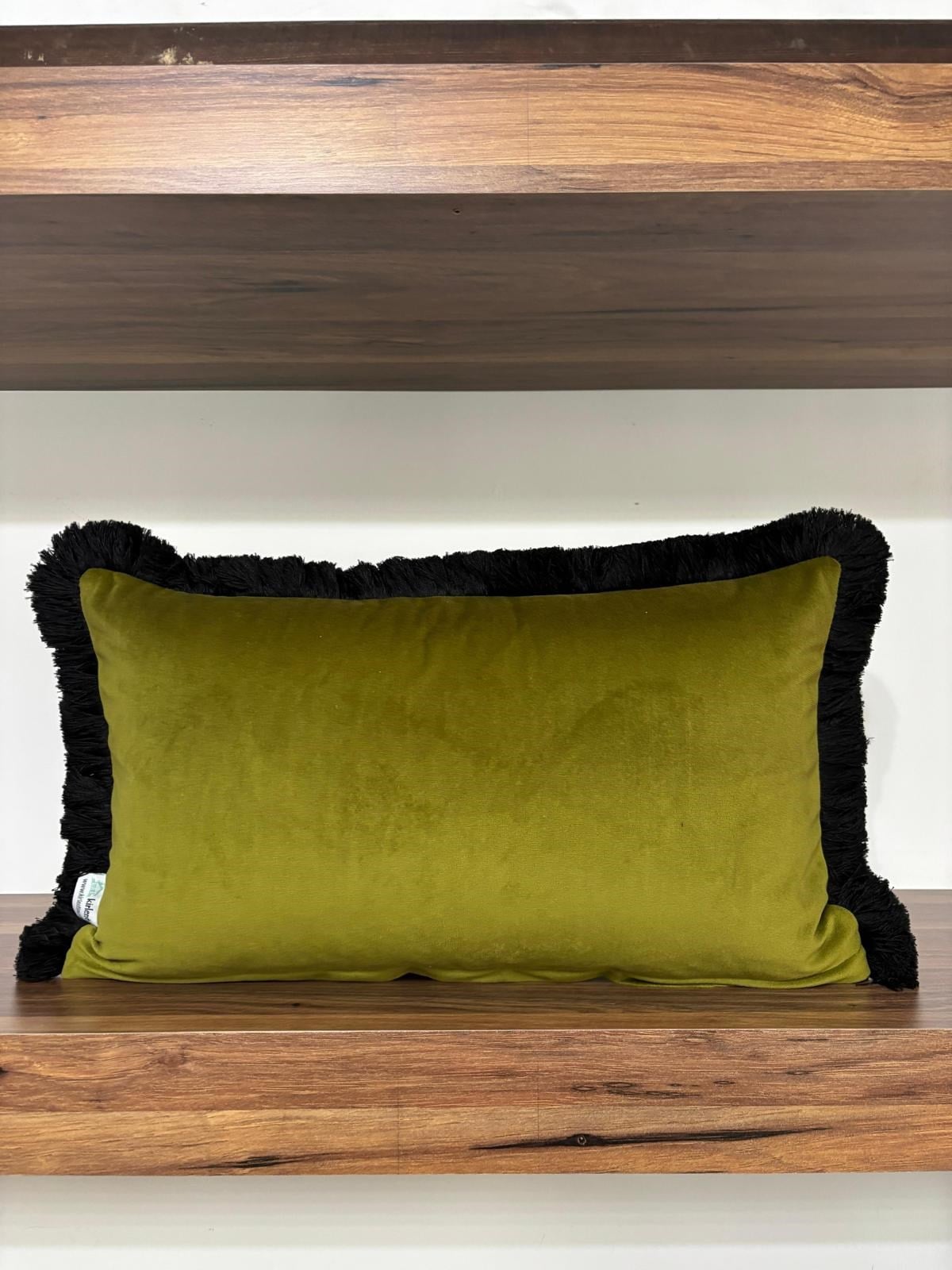 HAKİ KADİFE KUMAŞ SİYAH PÜSKÜLLÜ 30*50 KIRLENT