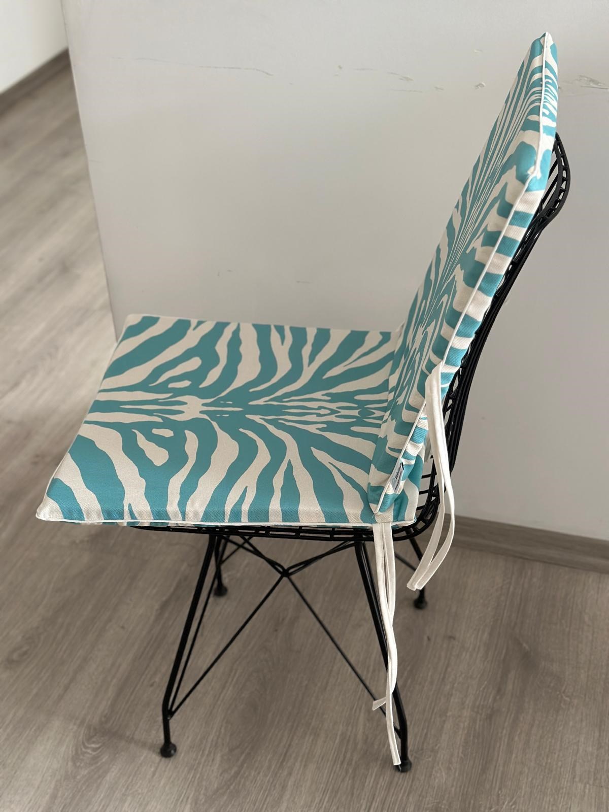 MİNDER4 MİNT ZEBRA DESENLİ SANDALYE MİNDERİ