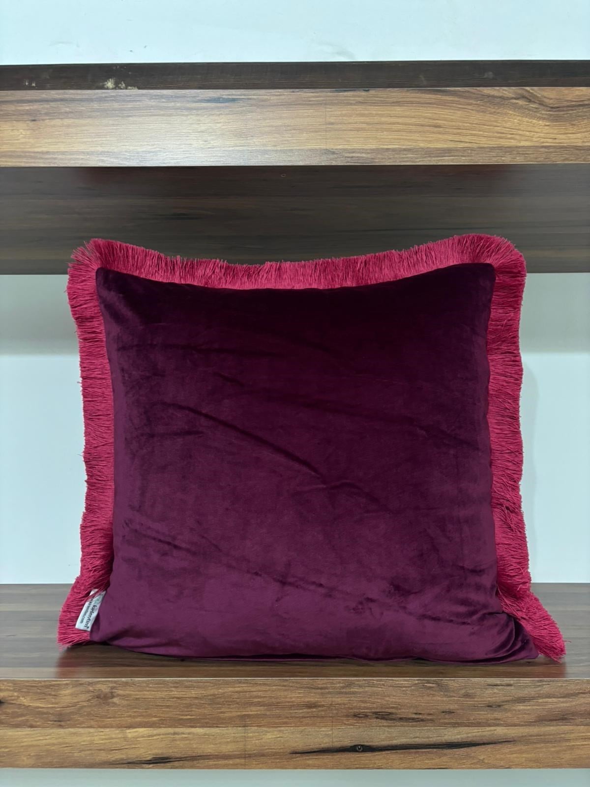 MOR KADİFE KUMAŞ FUŞYA PÜSKÜLLÜ KIRLENT