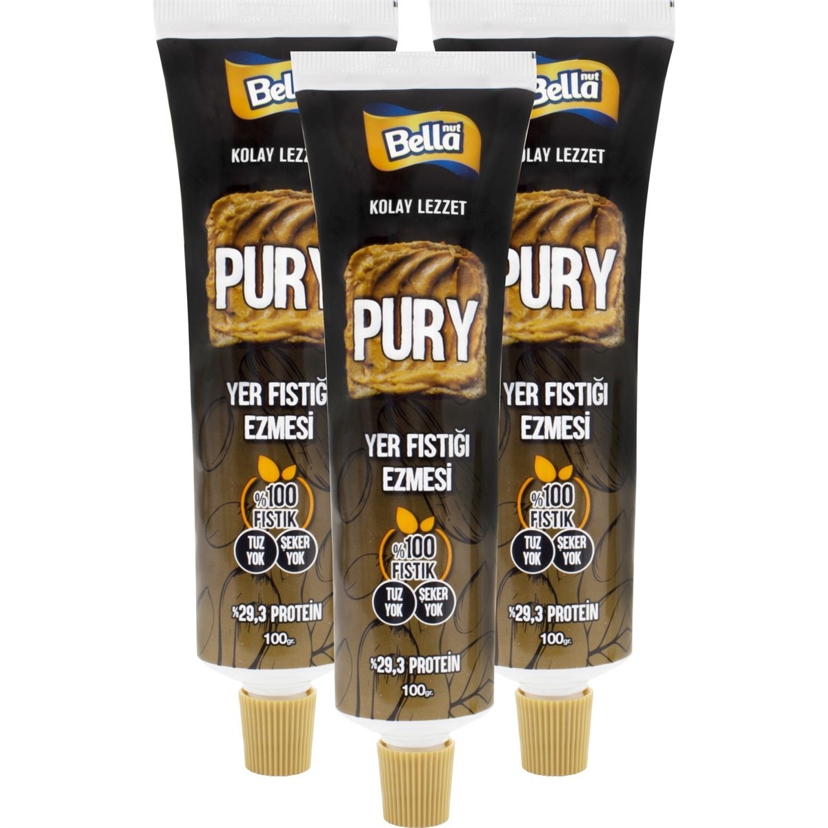 BellaNut Pury Fıstık Ezmesi Tüp 100 g (3 Adet)Doğal Ürünler