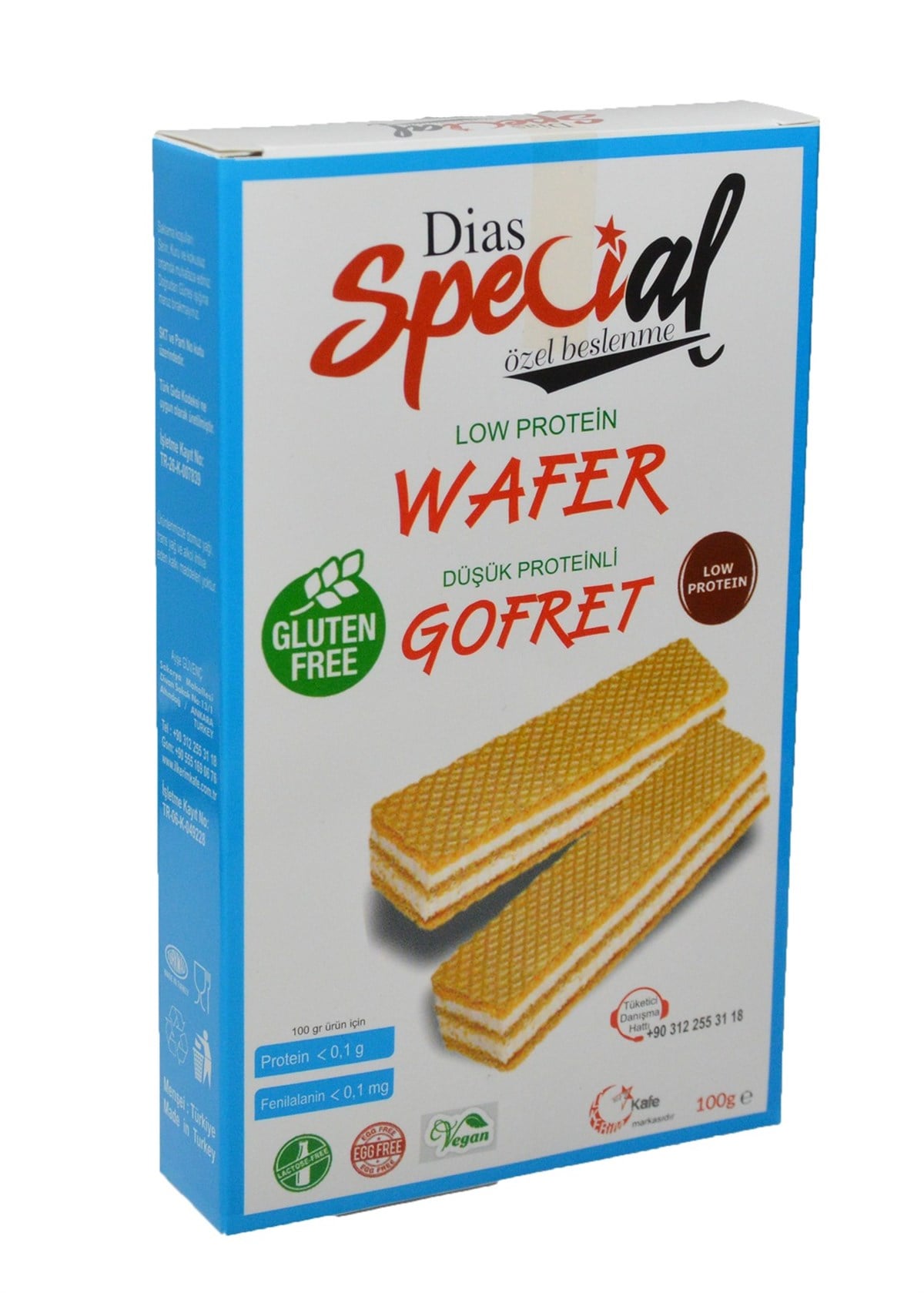 Dias Special Glutensiz Düşük Proteinli Sade Gofret 100gGlutensiz Ürünler