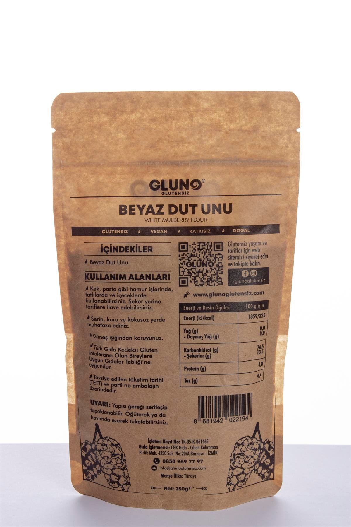 Gluno Glutensiz Beyaz Dut Unu 250grGlutensiz Ürünler