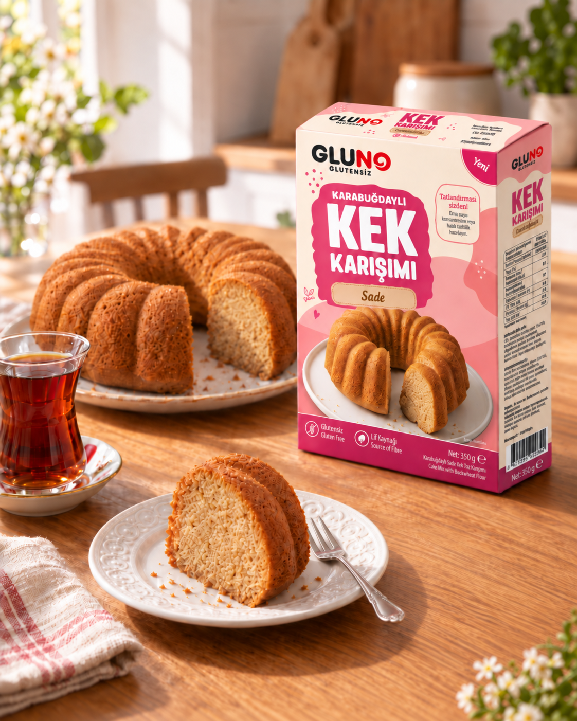 Gluno Glutensiz Karabuğdaylı Sade Kek Karışımı 350gGlutensiz Ürünler
