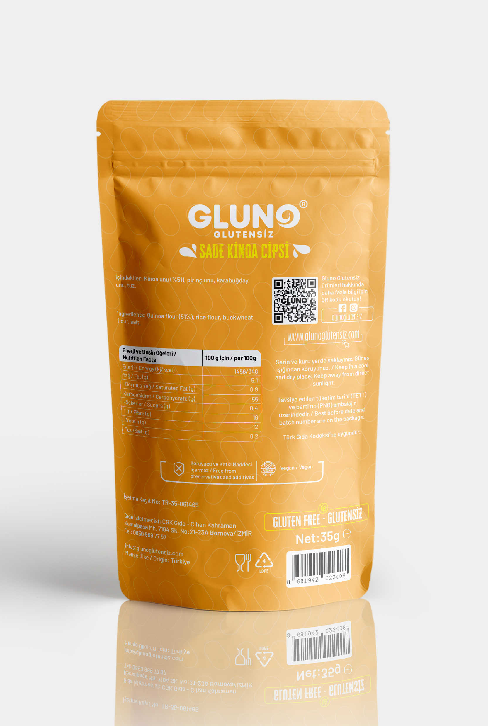Gluno Glutensiz Kinoa Cipsi 35grGlutensiz Ürünler