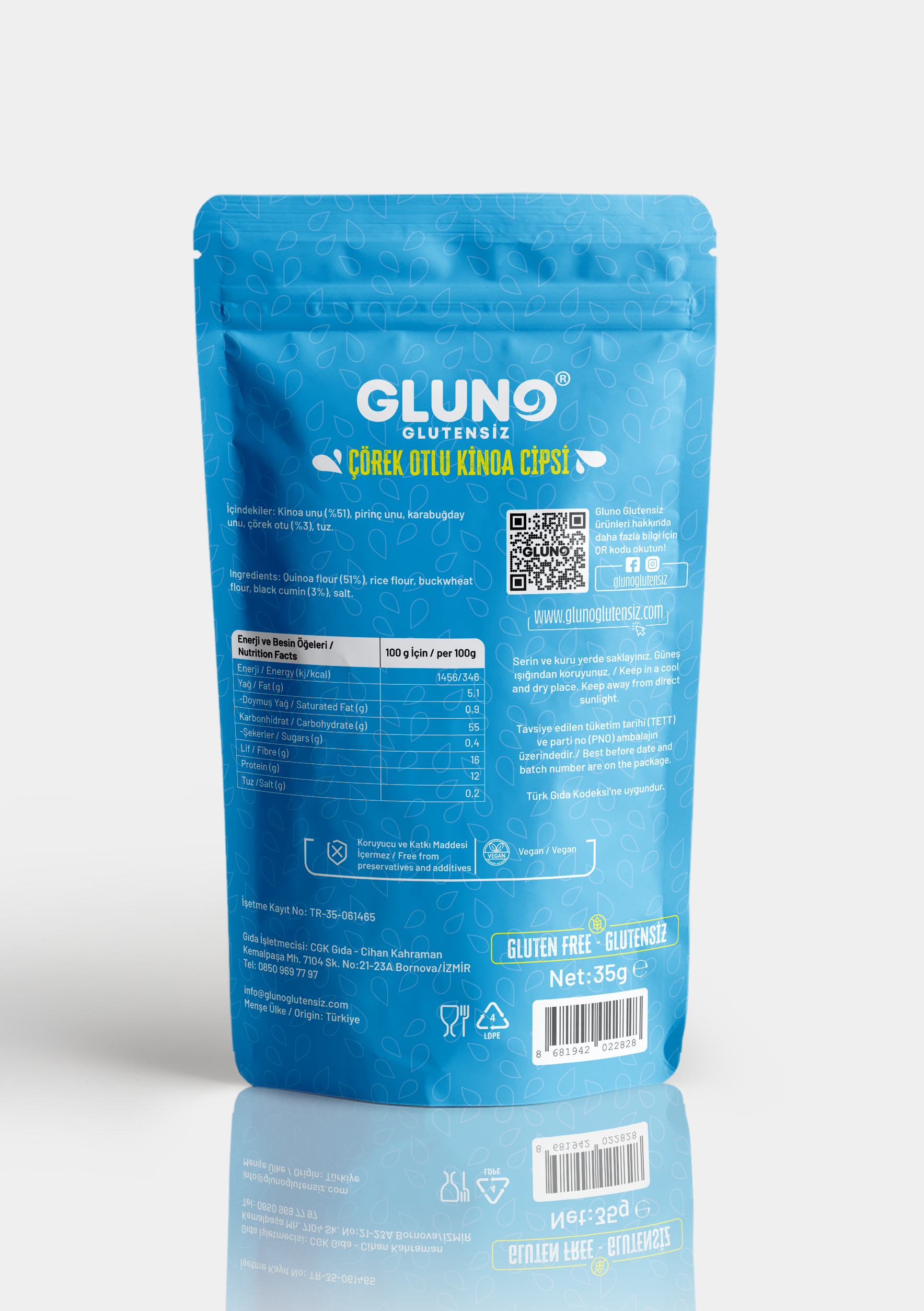 Gluno Glutensiz Kinoa Cipsi Çörekotlu 35grGlutensiz Kraker ve Cips