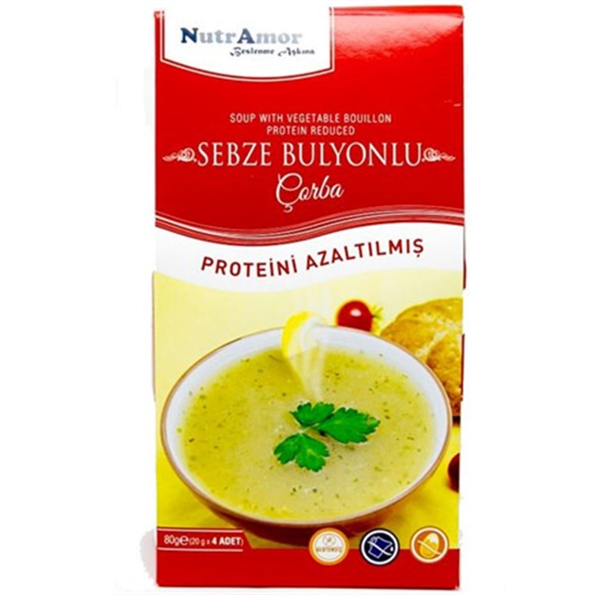 NutrAmor Düşük Proteinli ve Glutensiz Sebze Bulyonlu Çorba 80 gr