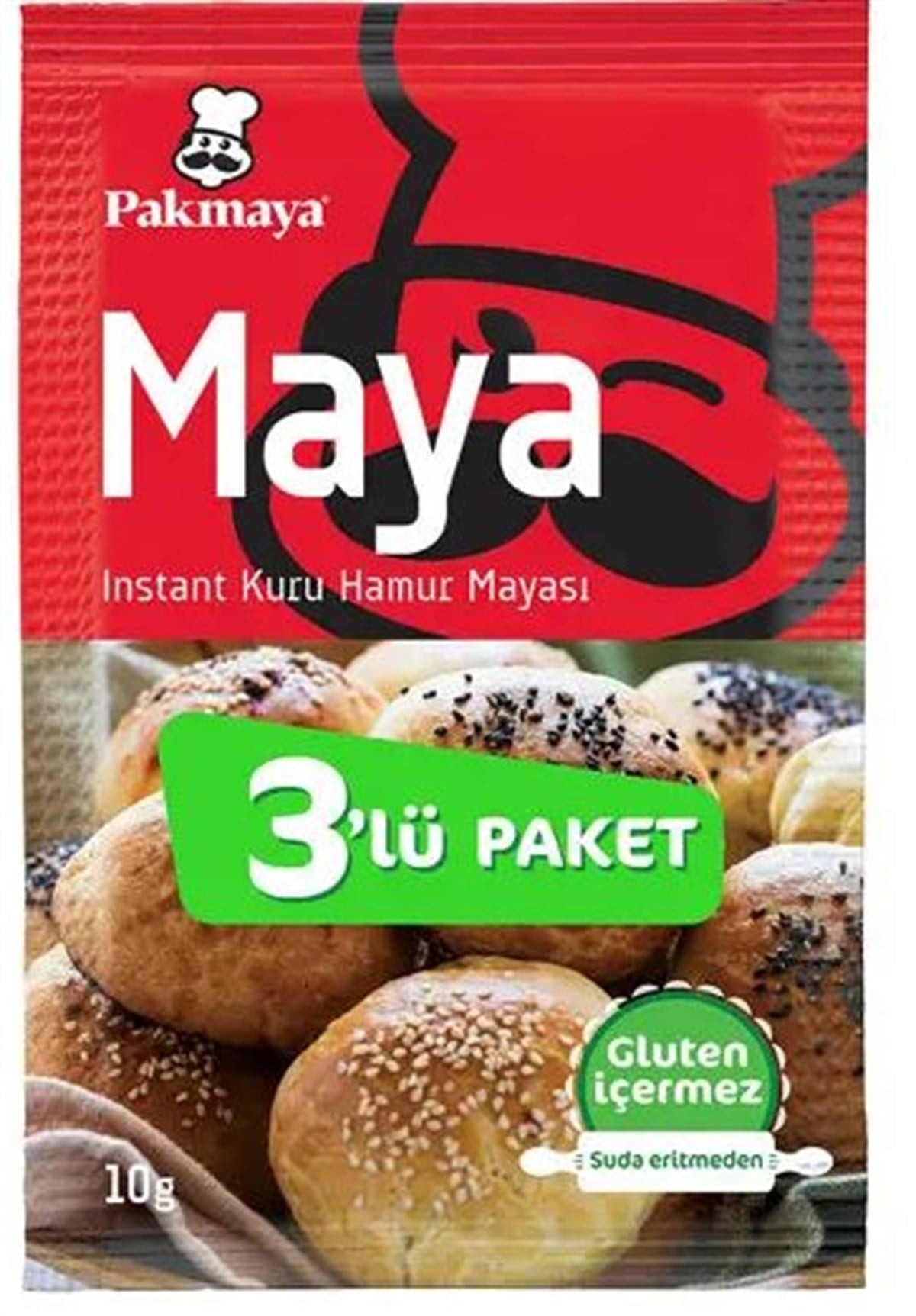 Pakmaya Glutensiz Maya Instant Kuru Hamur Mayası 3×10 grGlutensiz Ürünler