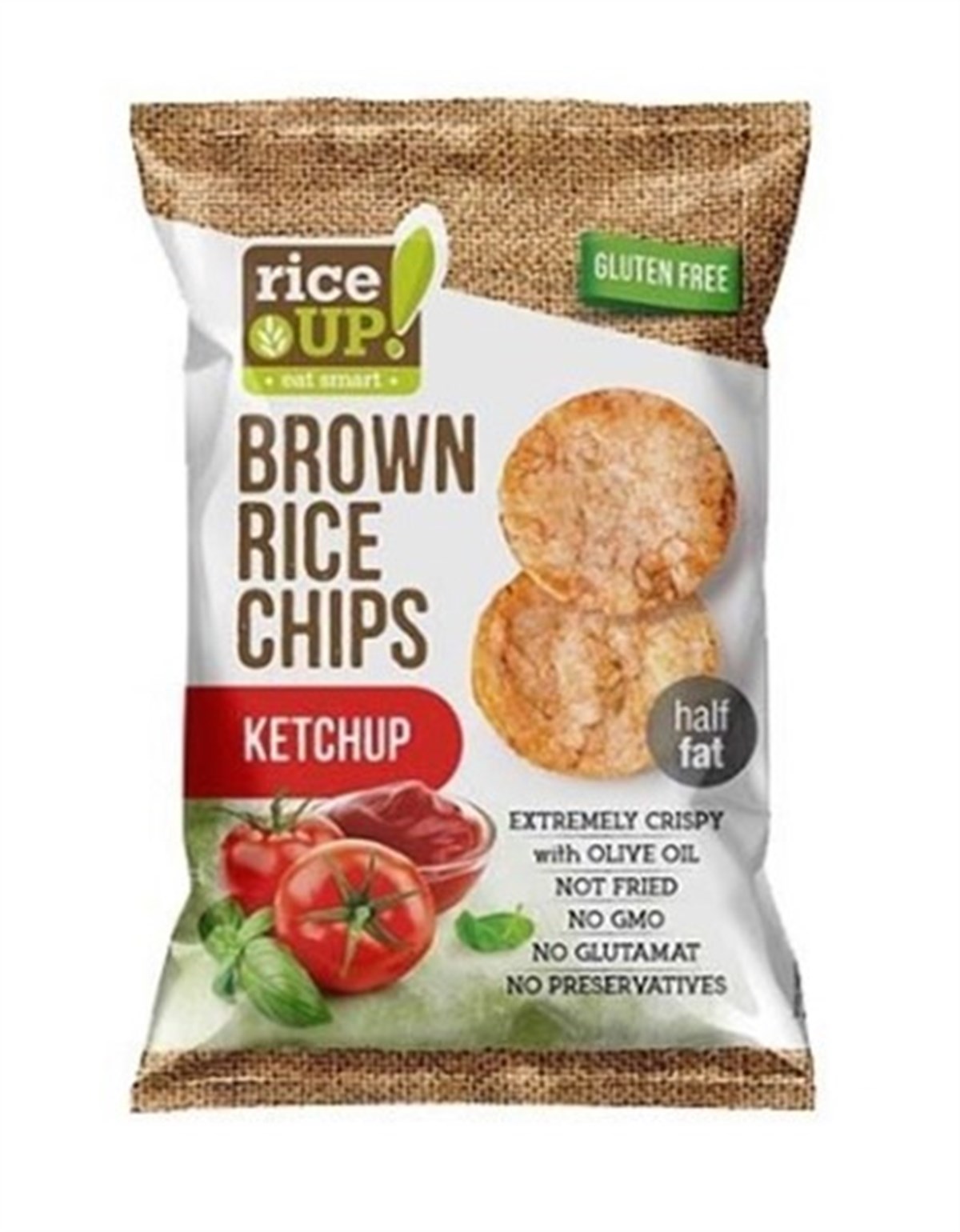 Rice Up Glutensiz Tam Tahıllı Esmer Pirinç Cipsi Ketçaplı 60 gr