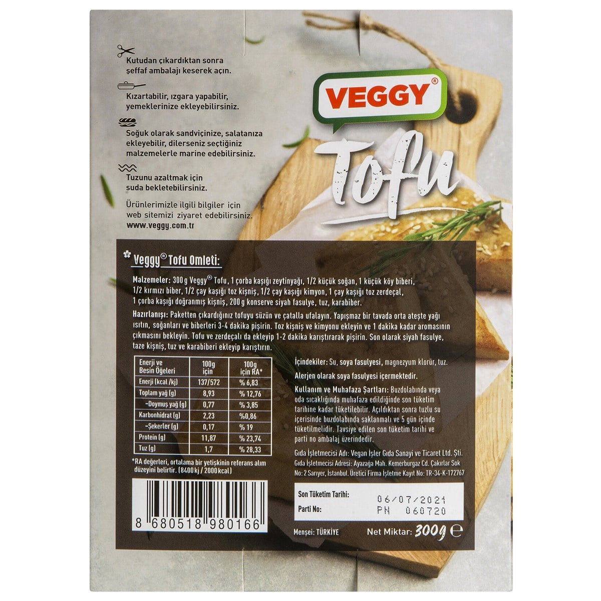 Veggy Tofu 300 gVegan Ürünler
