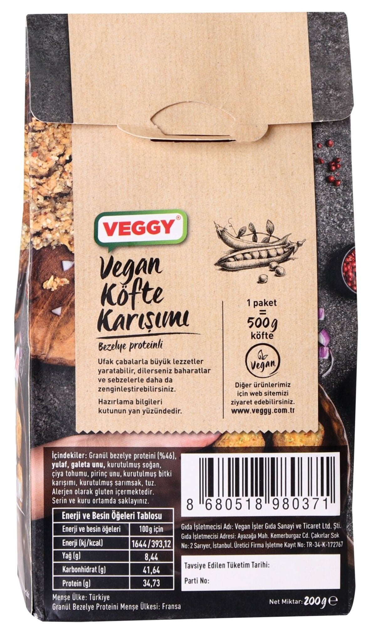 Veggy Vegan Köfte Karışımı 200gVegan Ürünler
