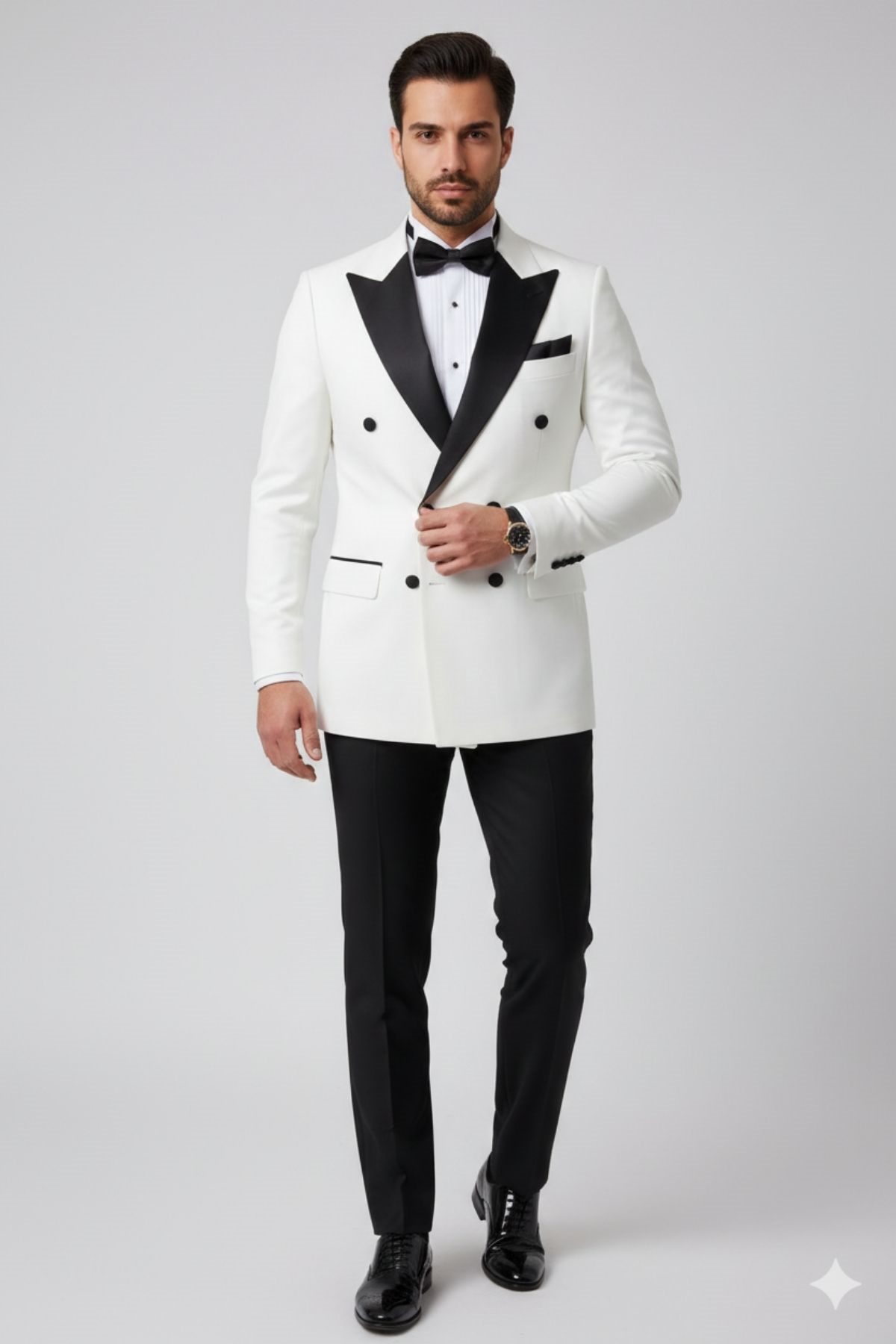 Slim Fit Double-Breasted Collar Tuxedo HT1023-White