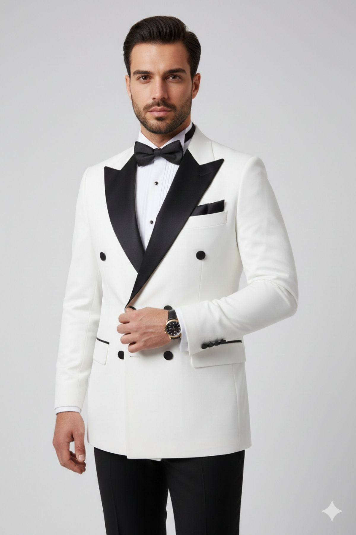 Slim Fit Double-Breasted Collar Tuxedo HT1023-White