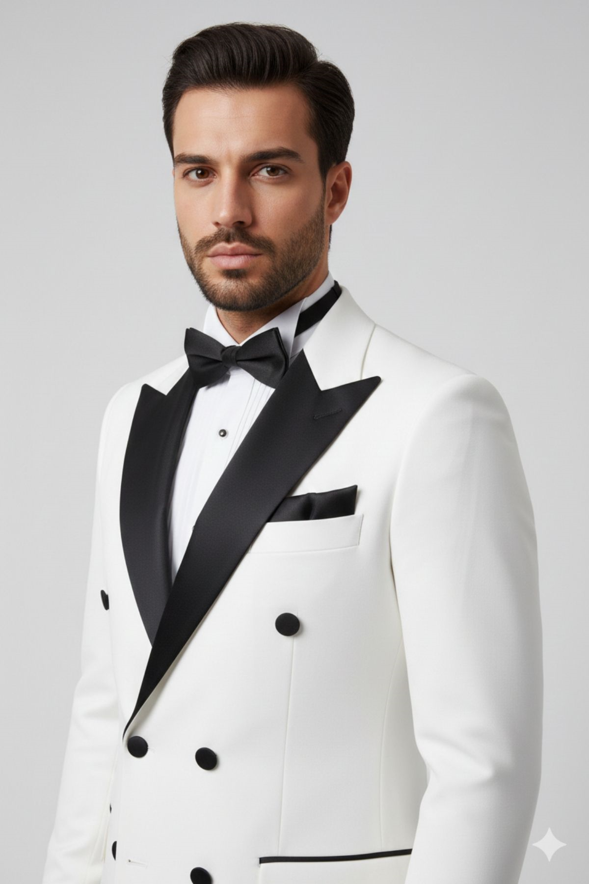 Slim Fit Double-Breasted Collar Tuxedo HT1023-White