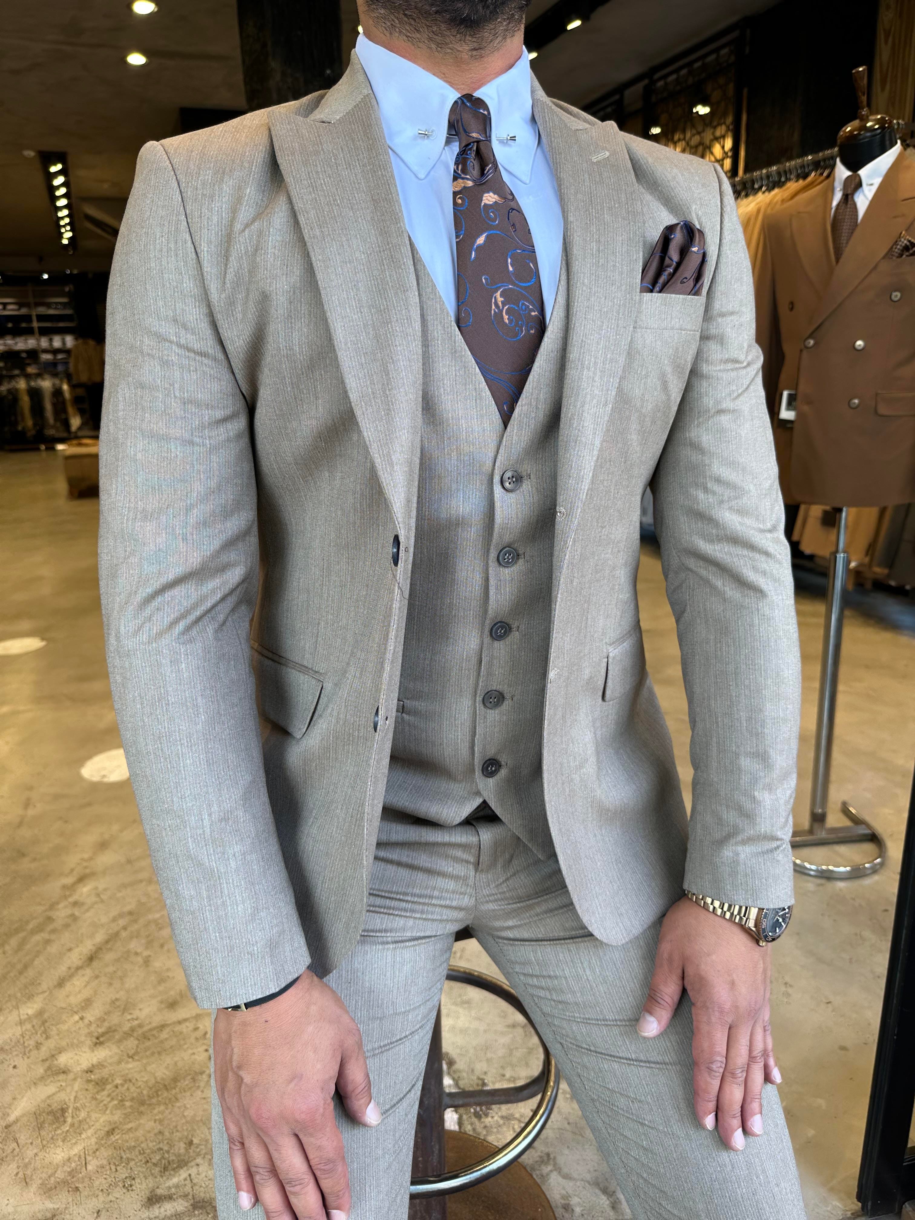 Vizon Slim Fit Yelekli Takım Elbise HT1002
